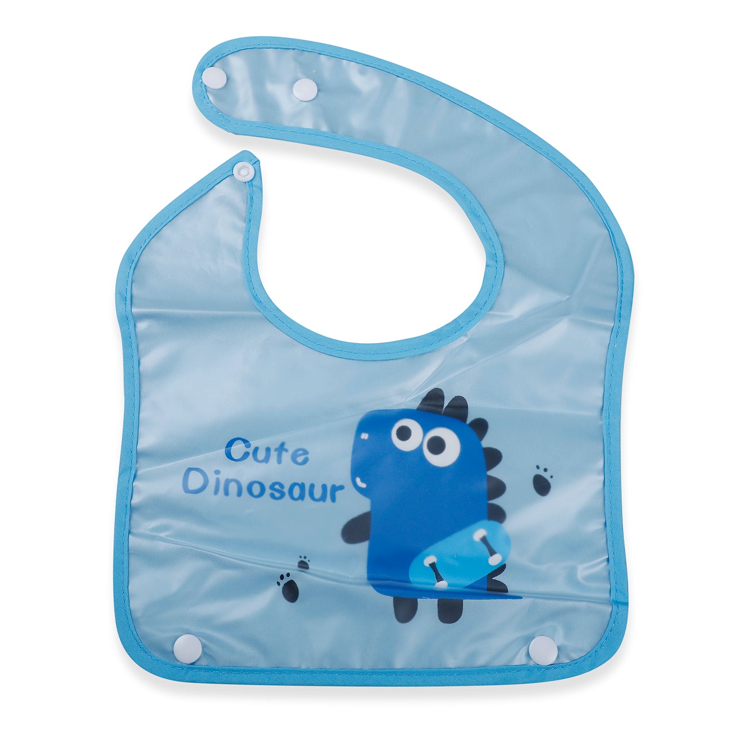 Baby Moo Cute Dinosaur Premium Waterproof Crumb Catcher Bibs - Blue