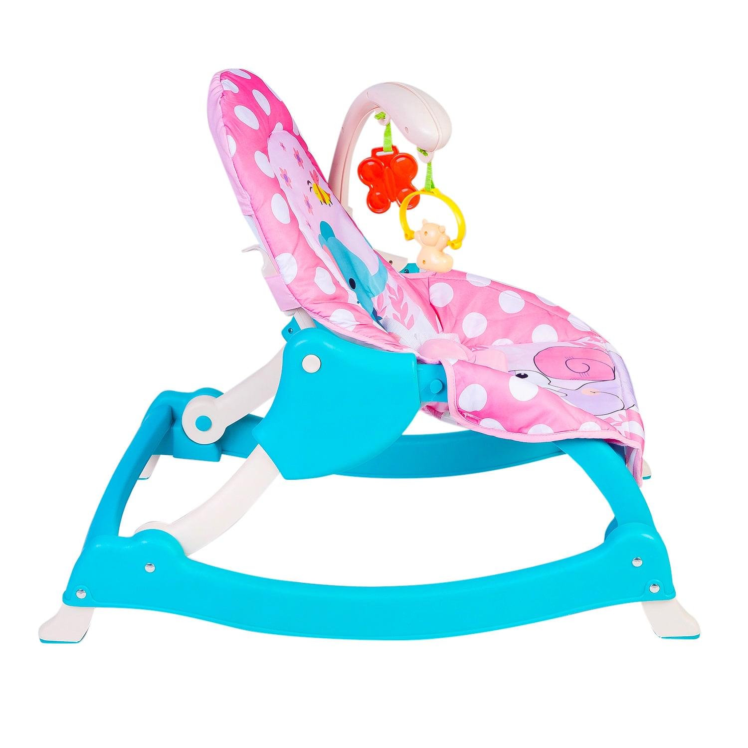 3 Adjustable Level Backrest Musical Baby Rocking Chair Pink Polka Dot - Baby Moo