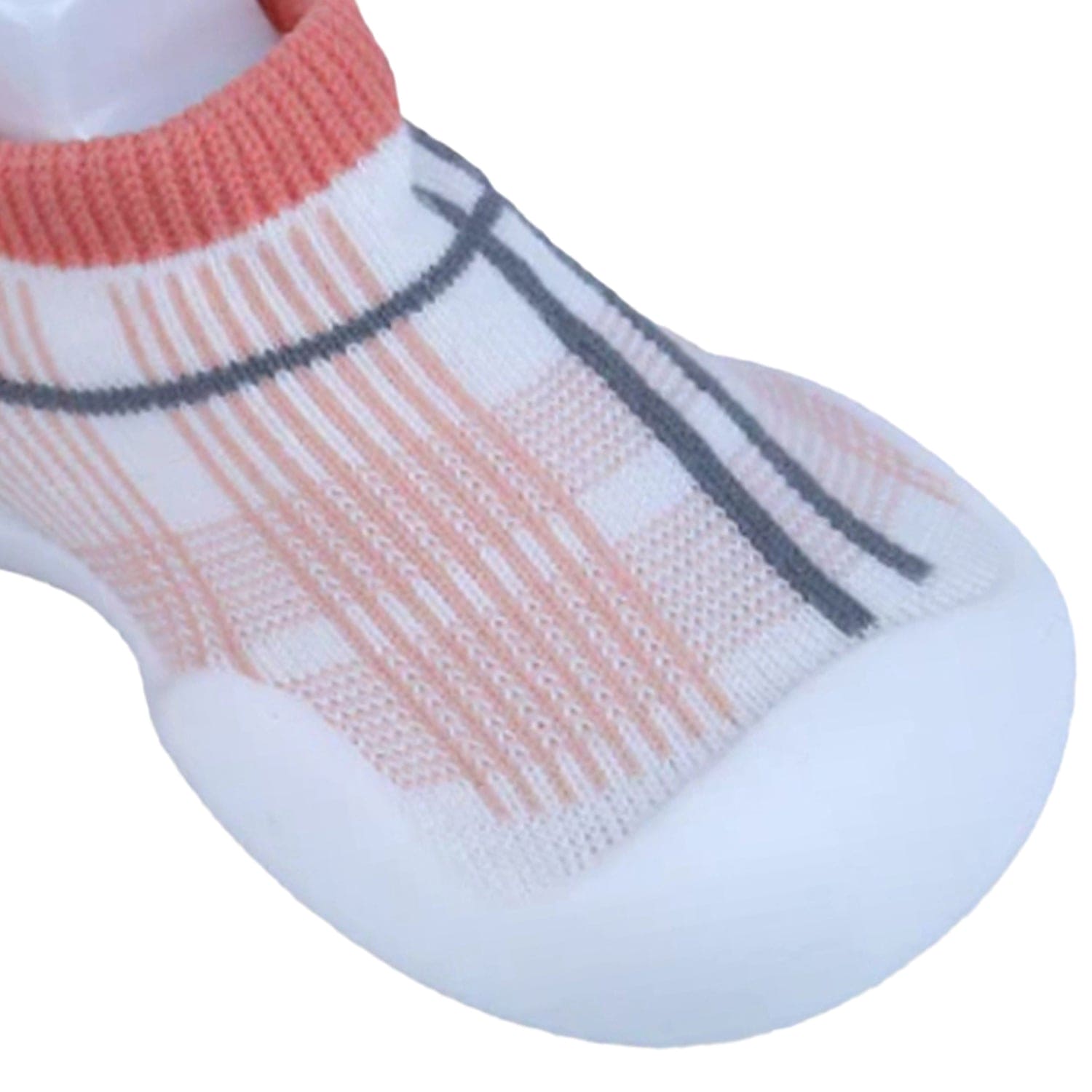 Baby Moo Checked Rubber Comfortable Sole Slip-On Sock Shoes - Peach