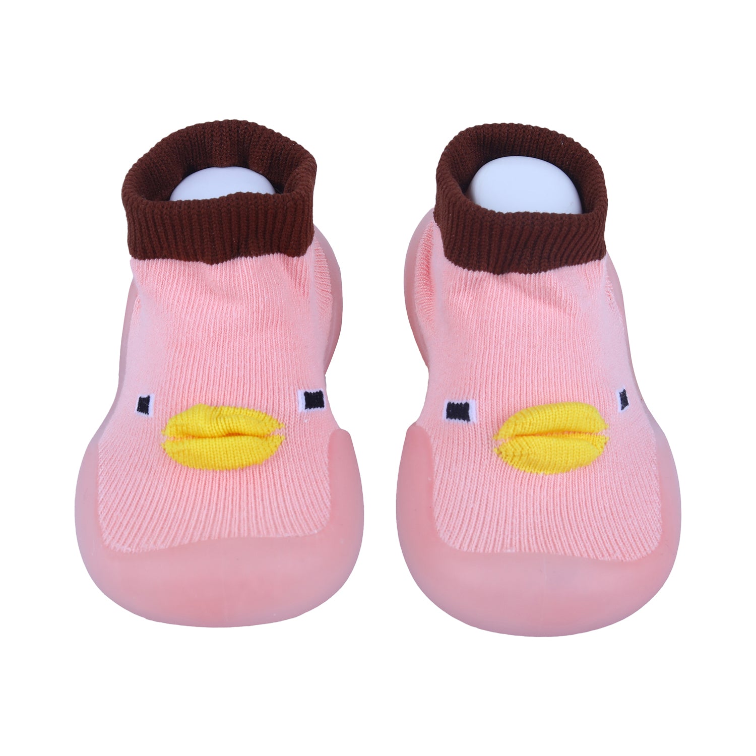 Baby Moo Cute Duck Face Rubber Comfortable Sole Slip-On Sock Shoes - Pink