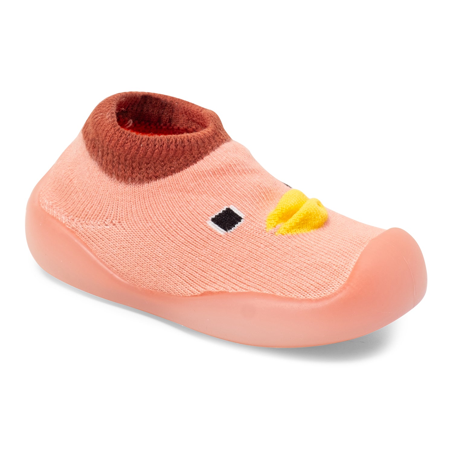 Baby Moo Cute Duck Anti-Skid Rubber Sole Comfy Slip-On Sock Shoes - Peach