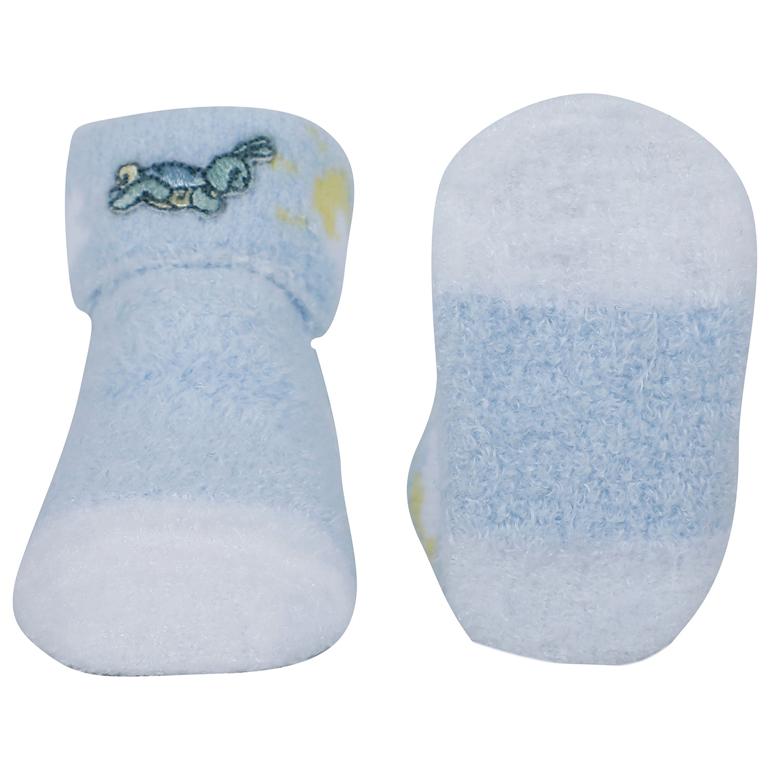 Baby Moo Tortoise stripes Soft Socks Booties Pack of 2 - Blue