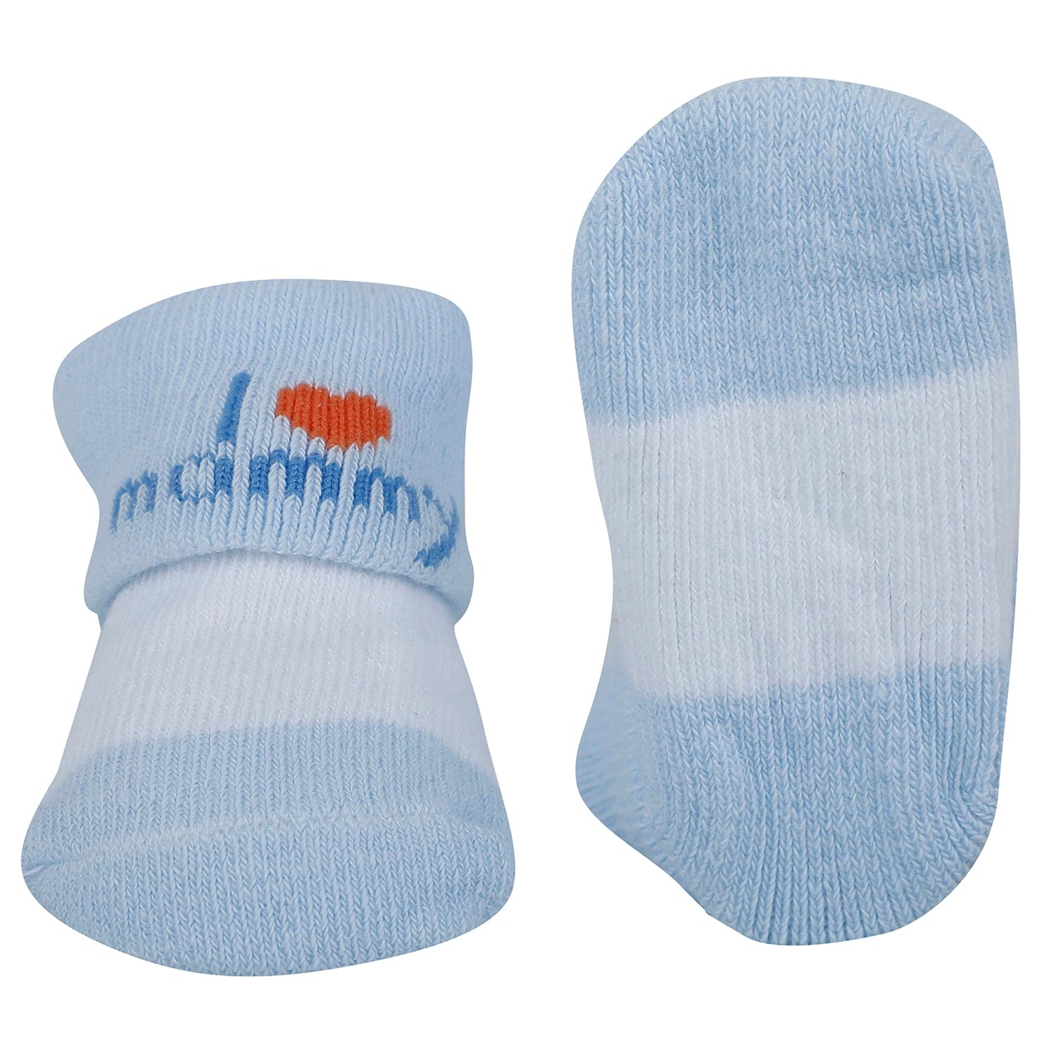 Baby Moo I Love Mommy Printed Elegent Socks Booties Pack of 2 - Blue