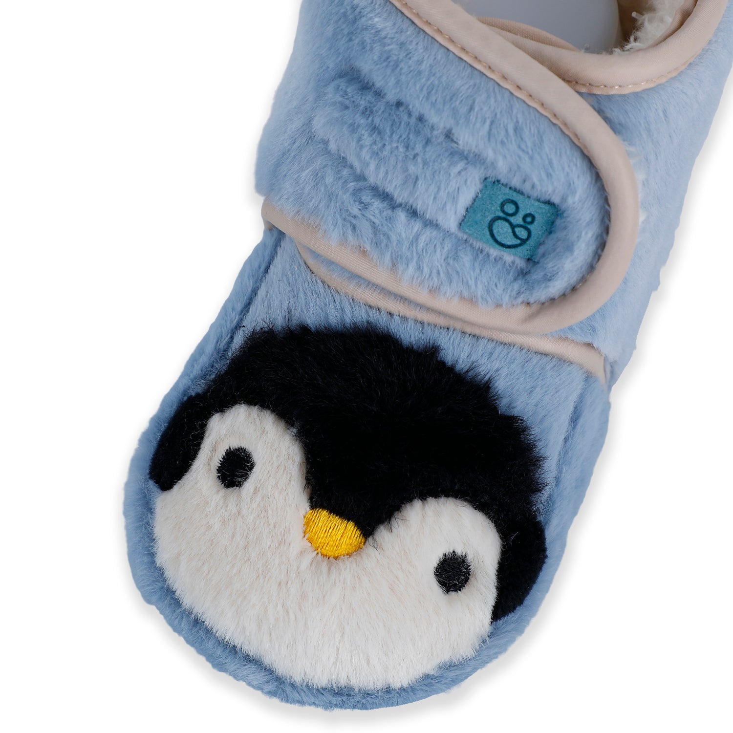 Baby Moo Penguin Warm Veclro Strap Fur Booties - Blue - Baby Moo