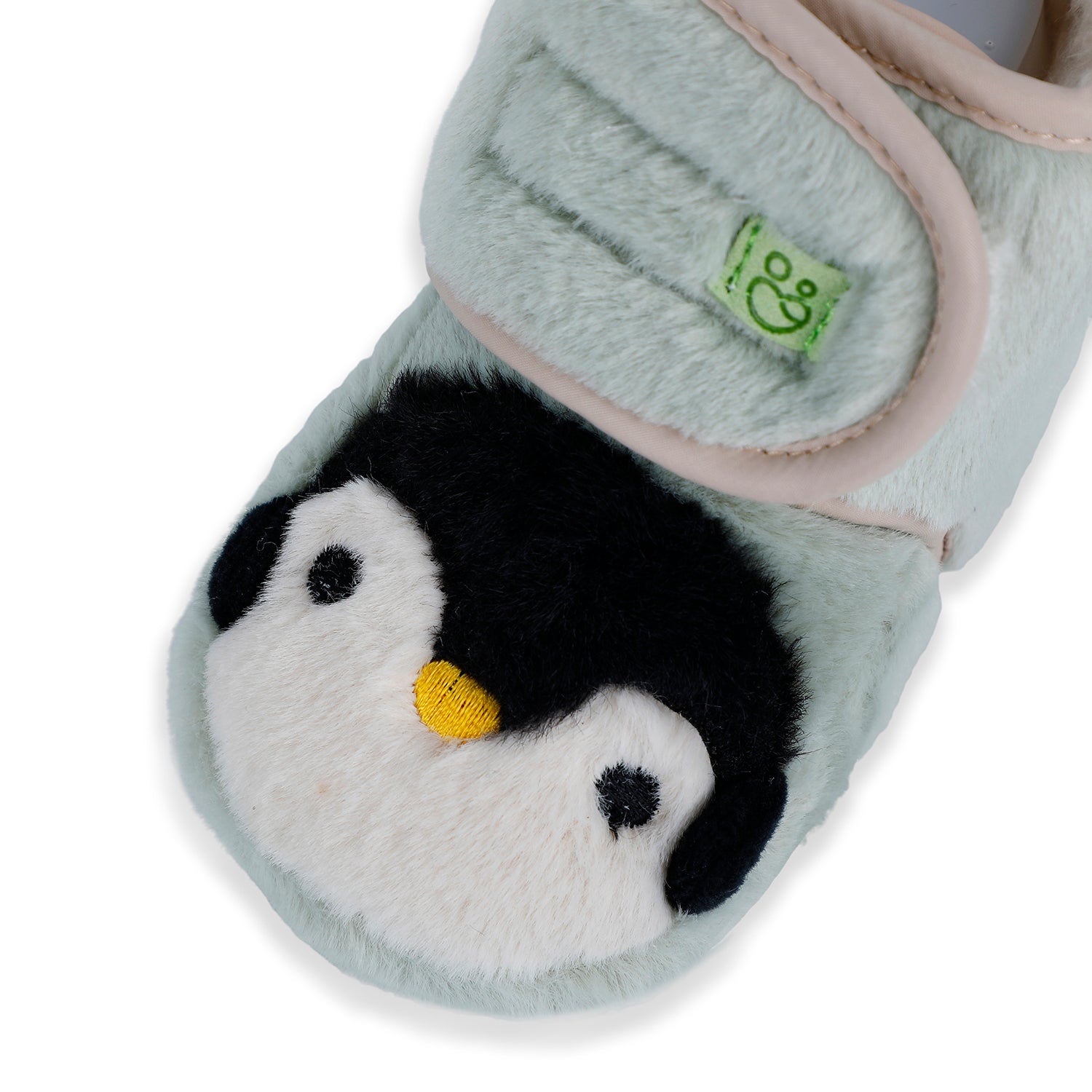 Baby Moo Penguin Warm Veclro Strap Fur Booties - Green - Baby Moo