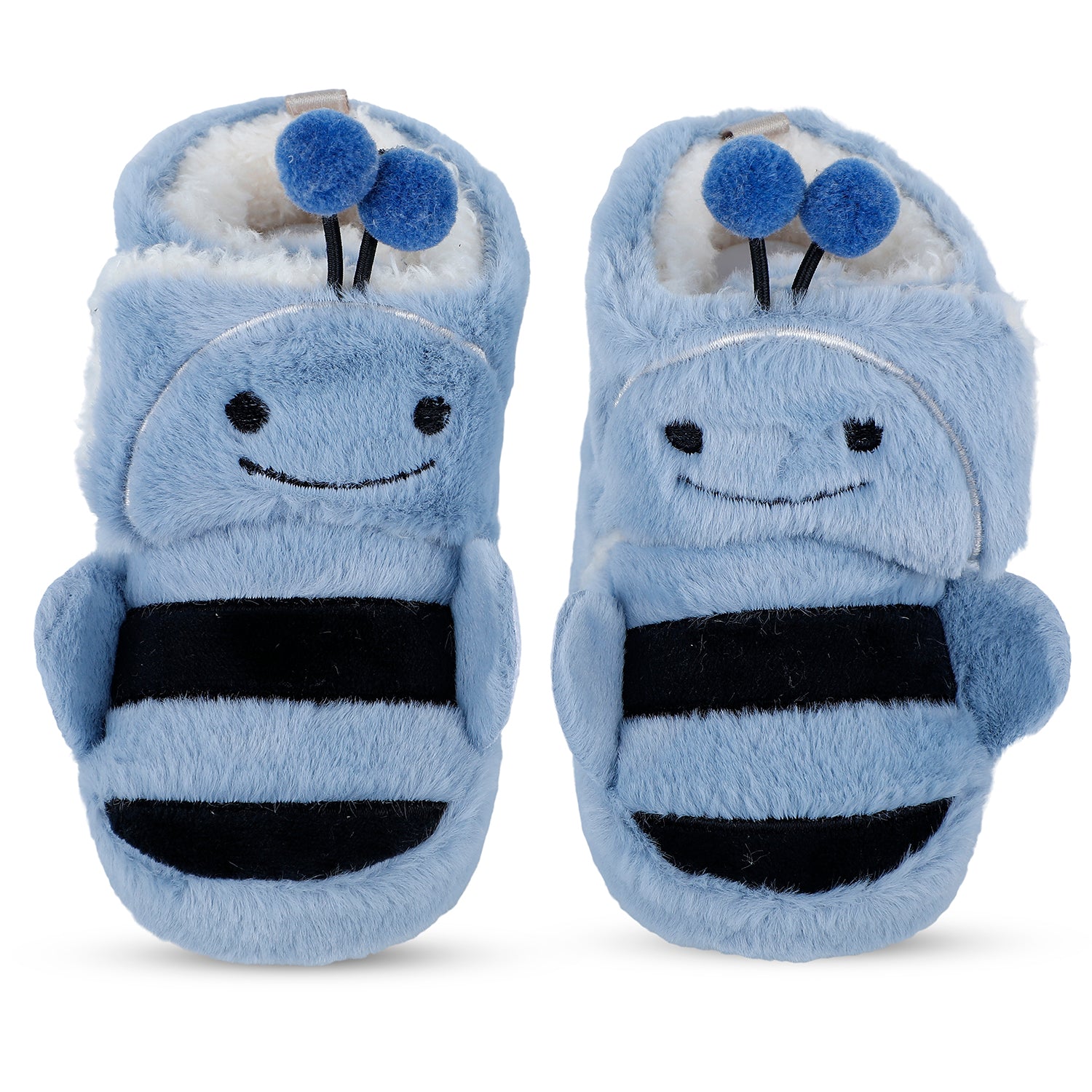 Baby Moo Bumble Bee 3D Warm Furry Booties - Blue - Baby Moo