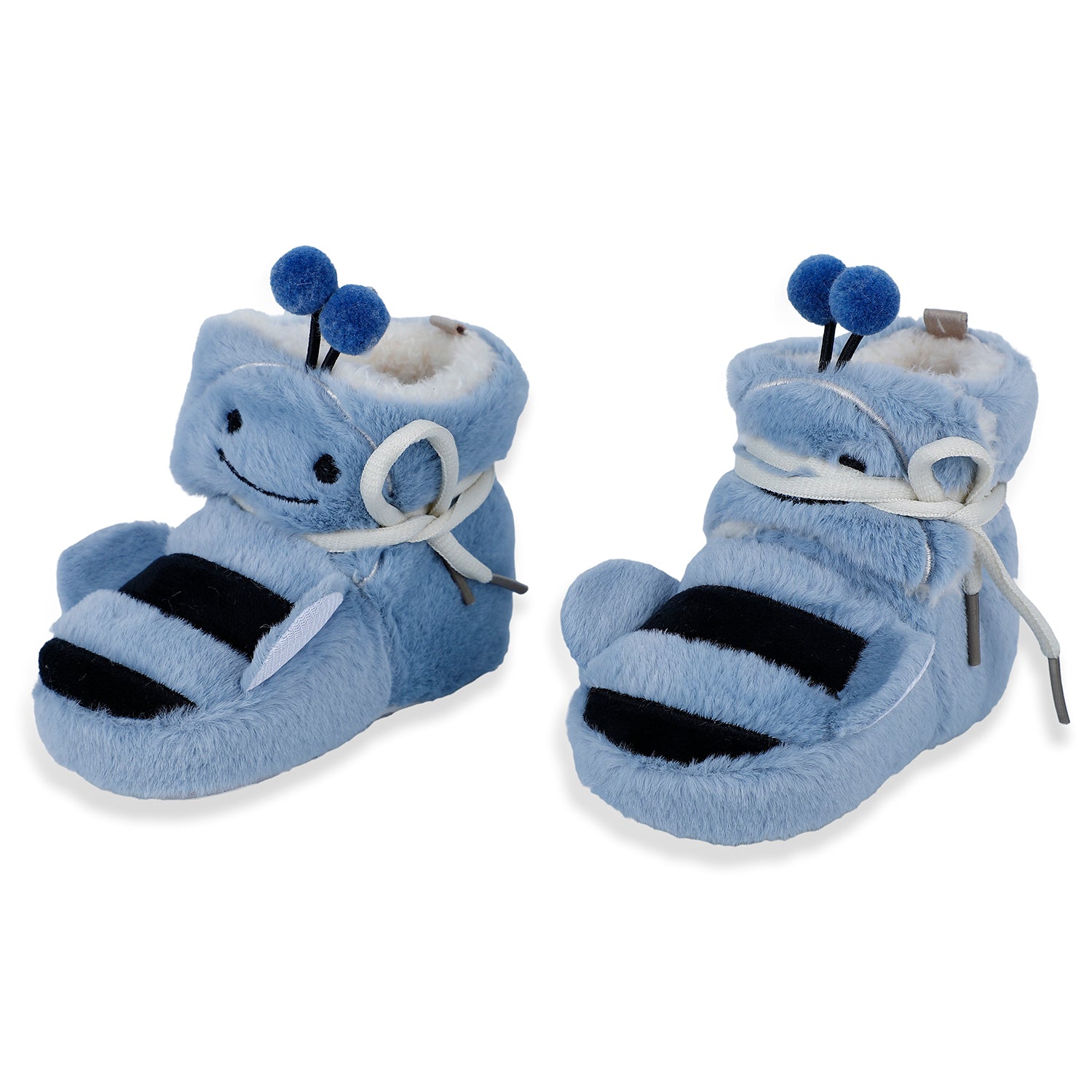 Baby Moo Bumble Bee 3D Warm Furry Booties - Blue - Baby Moo