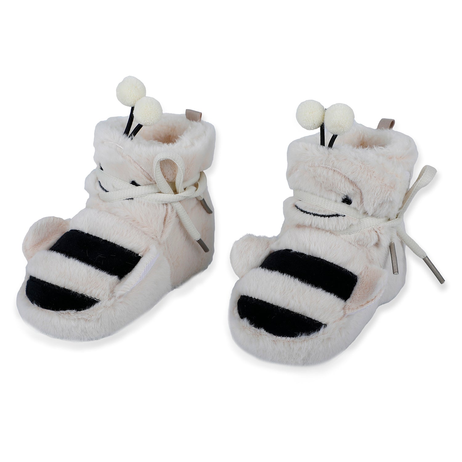 Baby Moo Bumble Bee 3D Warm Furry Booties - Cream - Baby Moo