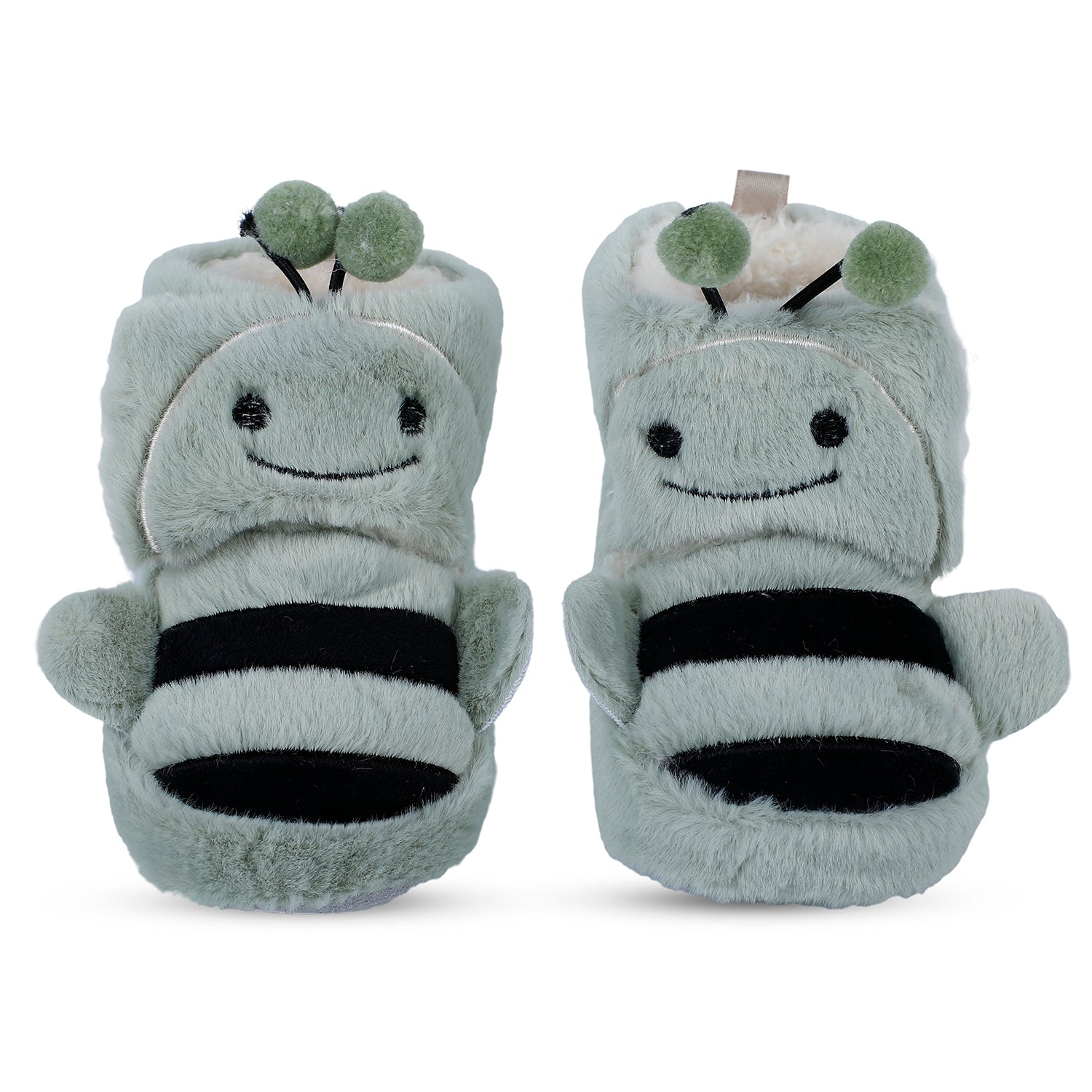 Baby Moo Bumble Bee 3D Warm Furry Booties - Green - Baby Moo