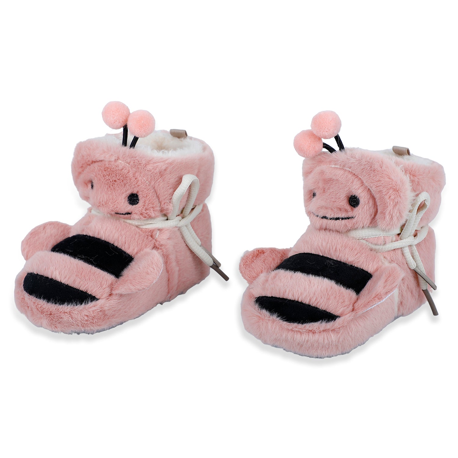 Baby Moo Bumble Bee 3D Warm Furry Booties - Pink - Baby Moo