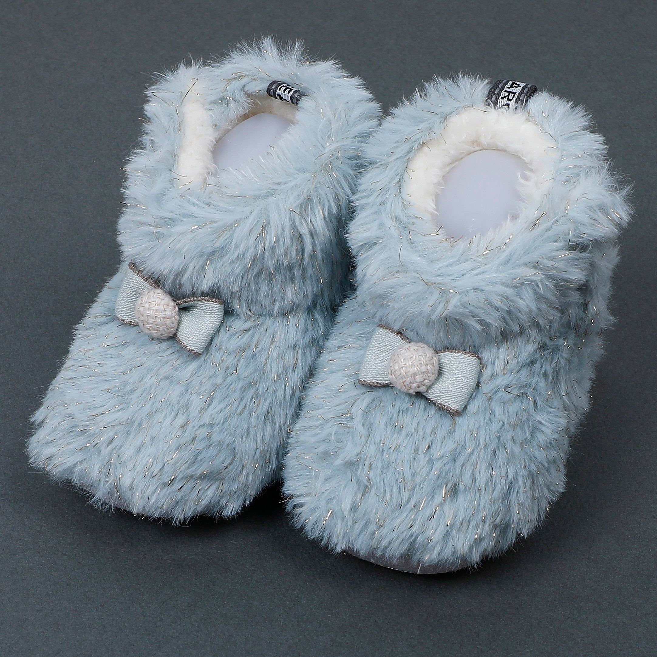 Baby Moo Papa's Angel Velcro Warm Furry Booties - Blue - Baby Moo