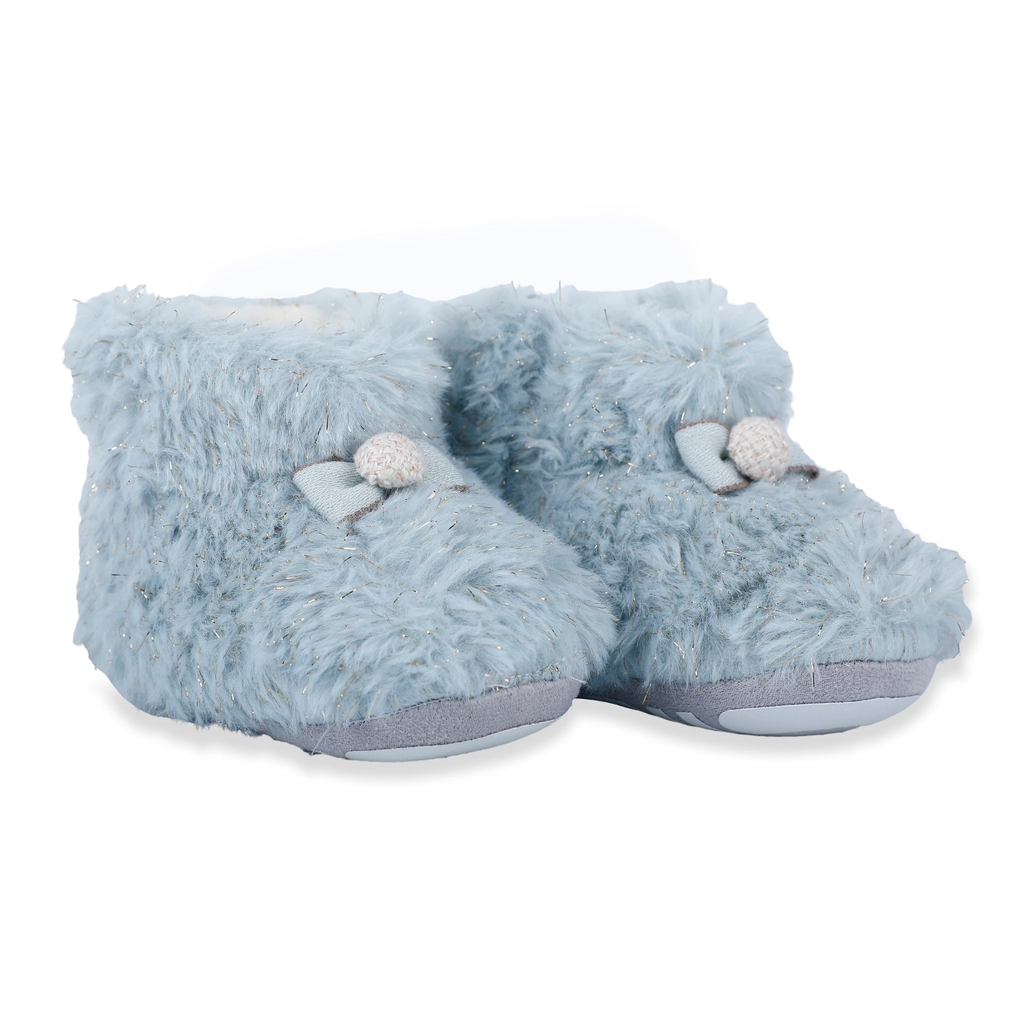 Baby Moo Papa's Angel Velcro Warm Furry Booties - Blue - Baby Moo