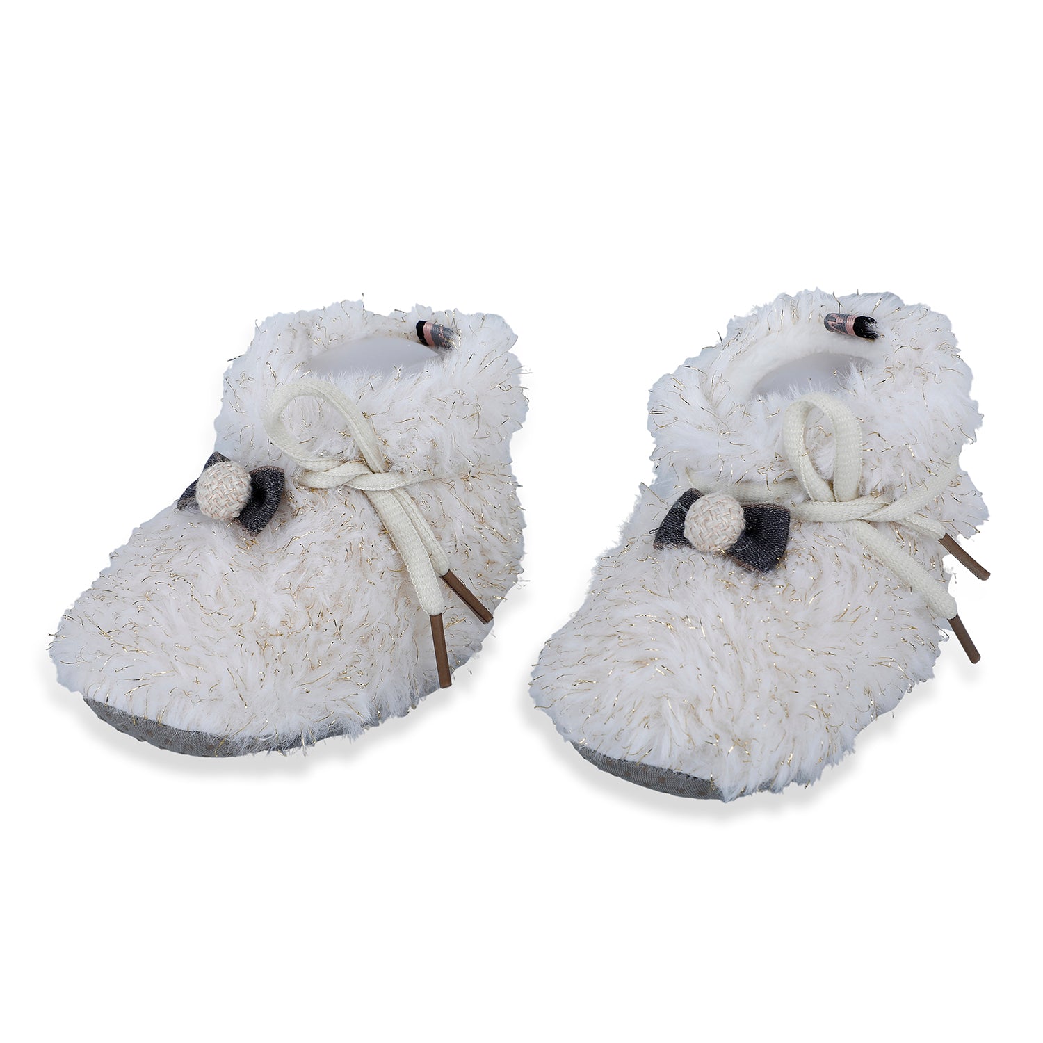Baby Moo Papa's Angel Velcro Warm Furry Booties - Cream - Baby Moo