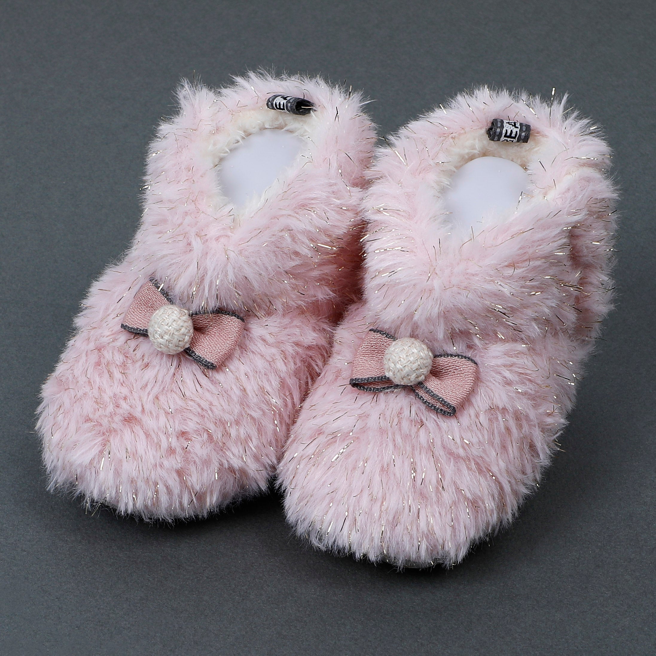 Baby Moo Papa's Angel Velcro Warm Furry Booties - Pink - Baby Moo