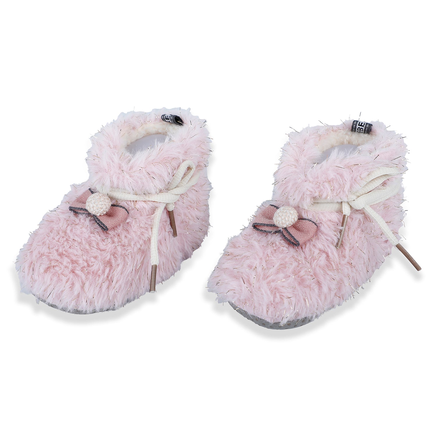 Baby Moo Papa's Angel Velcro Warm Furry Booties - Pink - Baby Moo