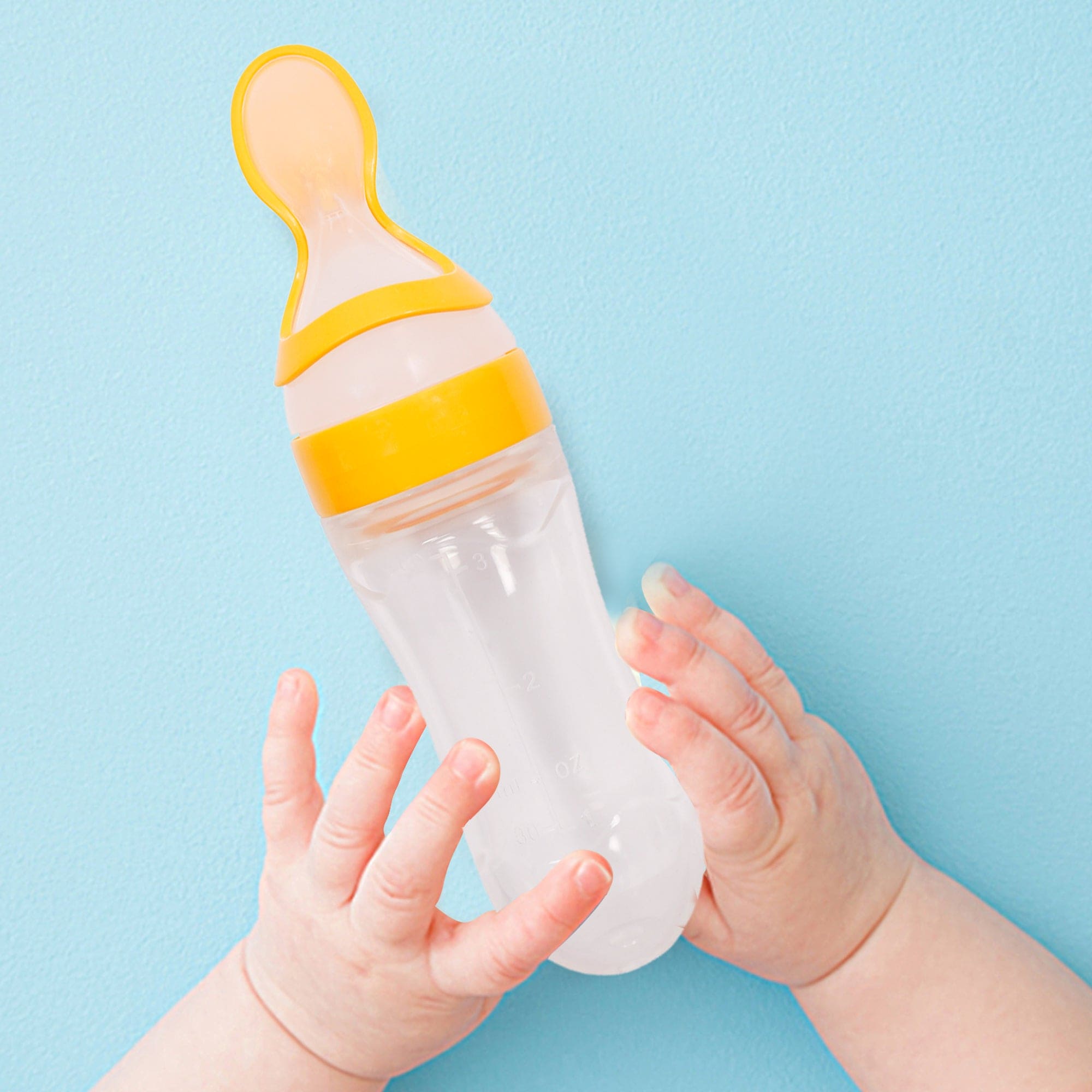 Yellow 90 Ml Squeeze Bottle Feeder With Dispensing Spoon