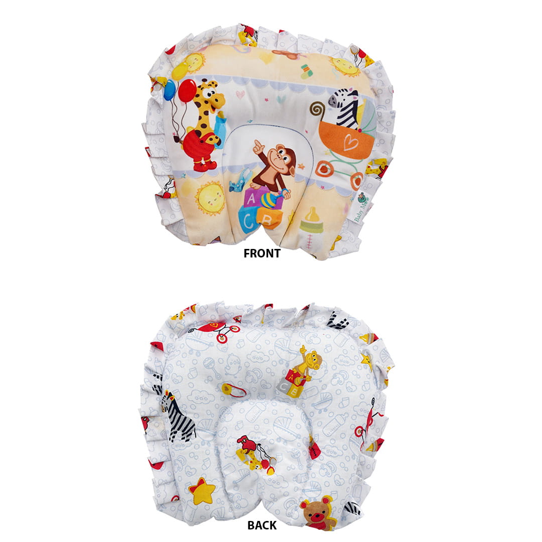 Baby Moo Zebra in Pram Velvet Side Bolster And U Shape Matching Pillow Set - Yellow - Baby Moo