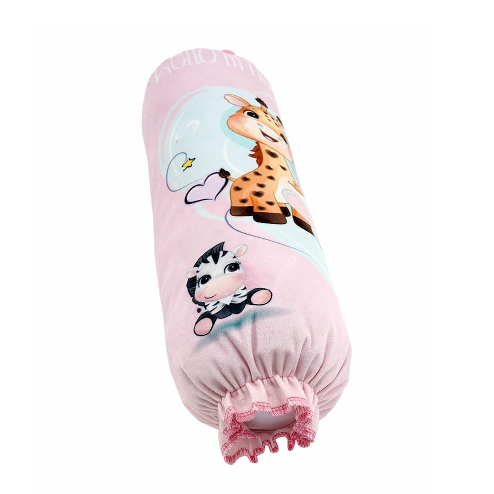 Baby Moo Animal Kingdom Velvet Side Bolster And U Shape Matching Pillow Set - Pink - Baby Moo