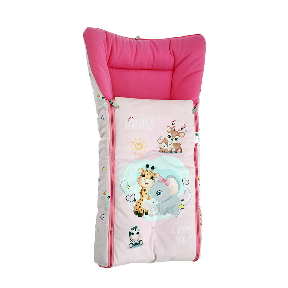 Baby Moo Animal Kingdom Premium Carry Nest Velvet With Hosiery Lining Sleeping Bag - Pink - Baby Moo