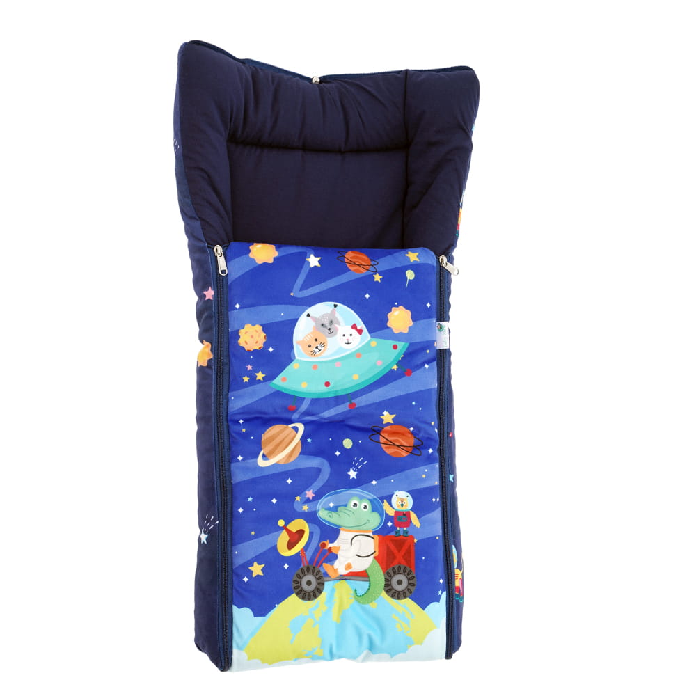 Baby Moo Space Premium Carry Nest Velvet With Hosiery Lining Sleeping Bag - Blue - Baby Moo