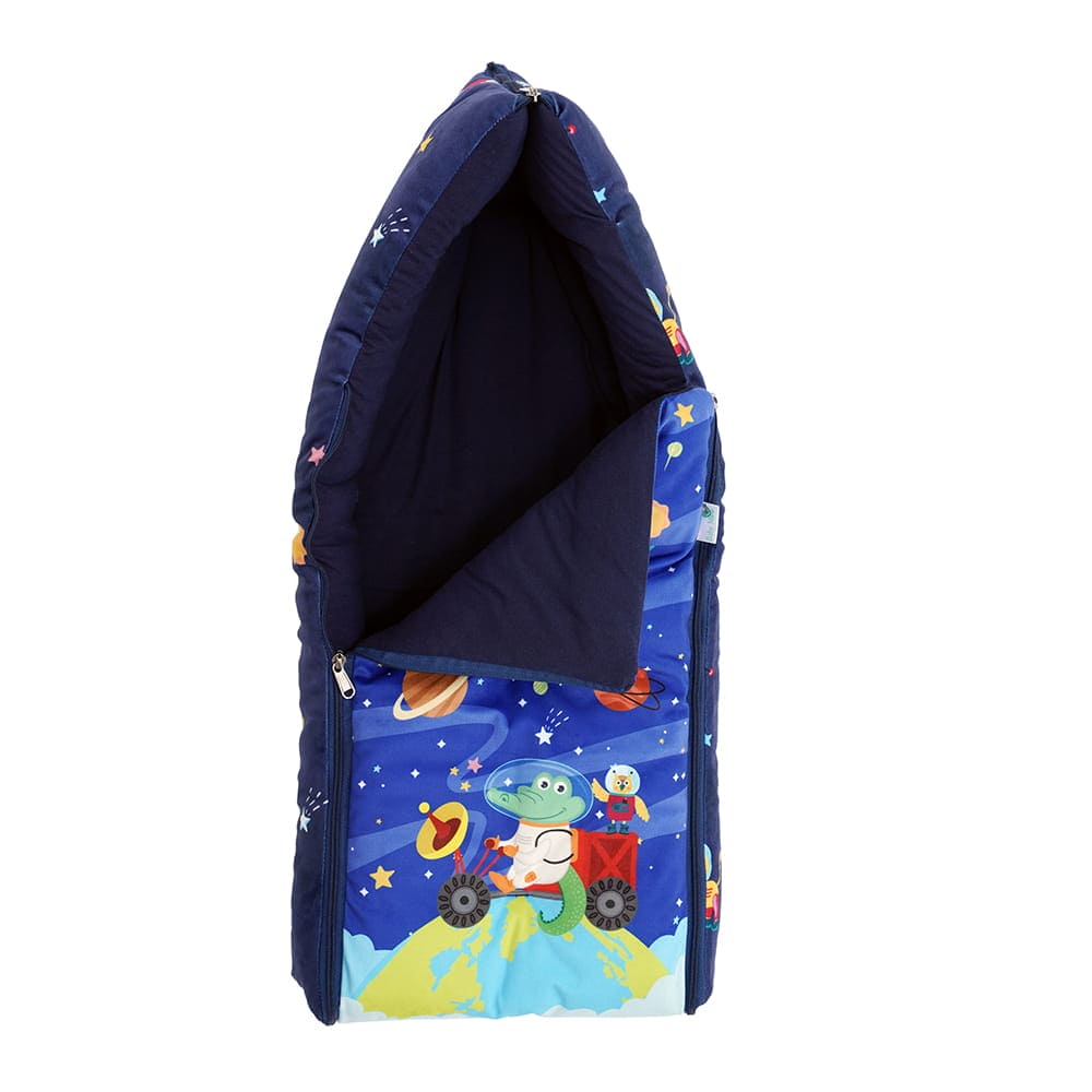 Baby Moo Space Premium Carry Nest Velvet With Hosiery Lining Sleeping Bag - Blue - Baby Moo