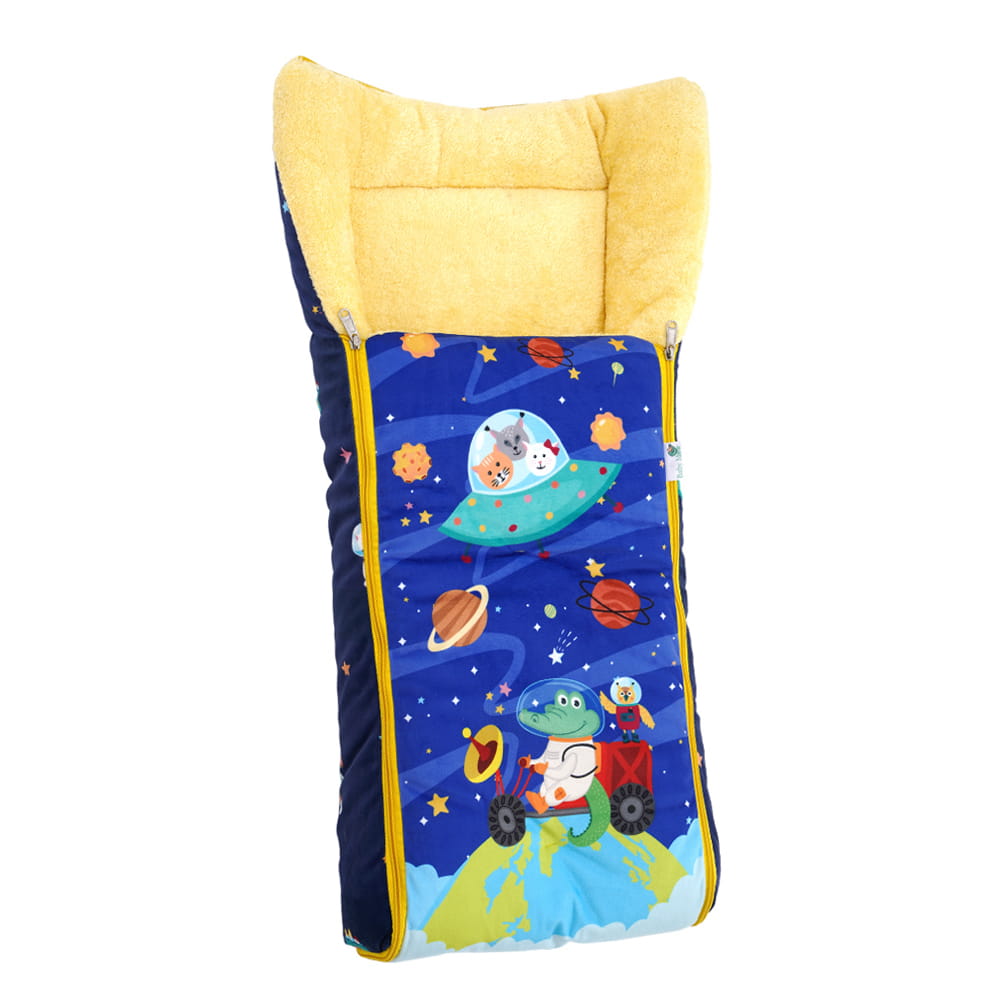 Baby Moo Space Premium Carry Nest Velvet With Fur Lining Sleeping Bag - Blue - Baby Moo