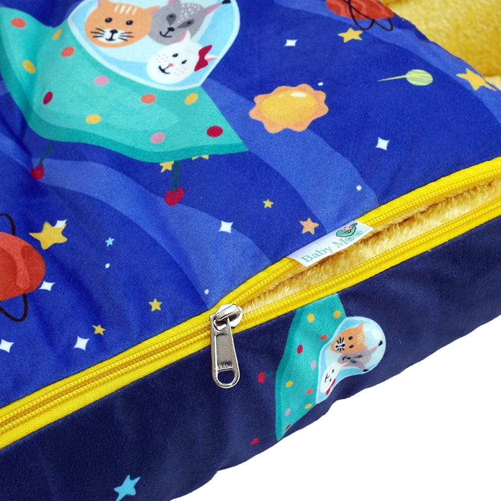 Baby Moo Space Premium Carry Nest Velvet With Fur Lining Sleeping Bag - Blue - Baby Moo