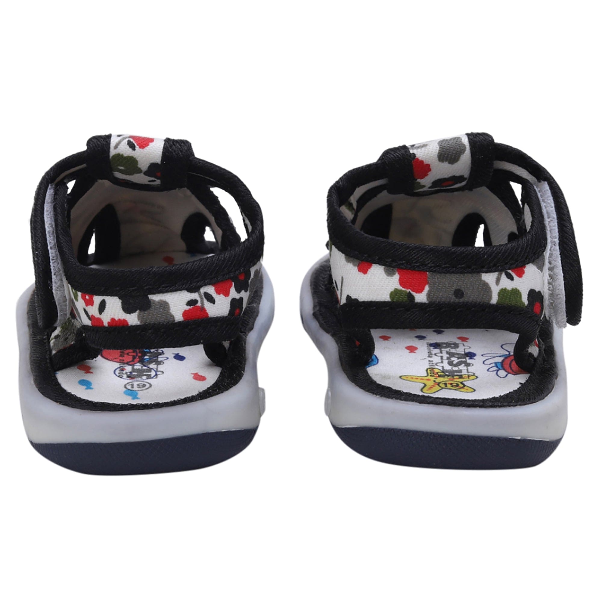 Baby Moo Unicorn Applique Floral Print Velcro Strap Anti-Skid Chu Chu Sound Sandals - Green