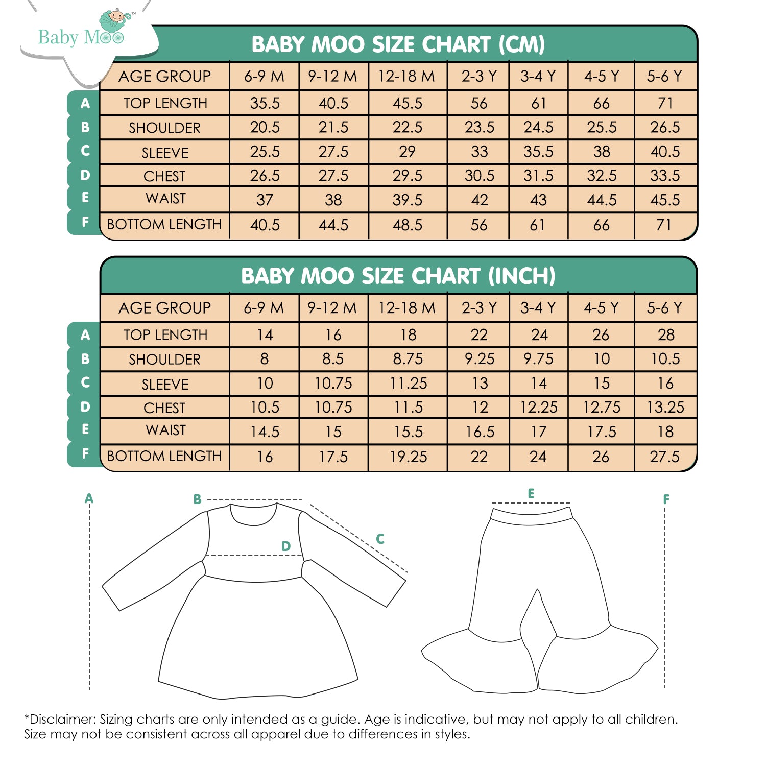 Baby Moo Floral Print Cotton Girls Two Piece Kurti Sharara Set - Green