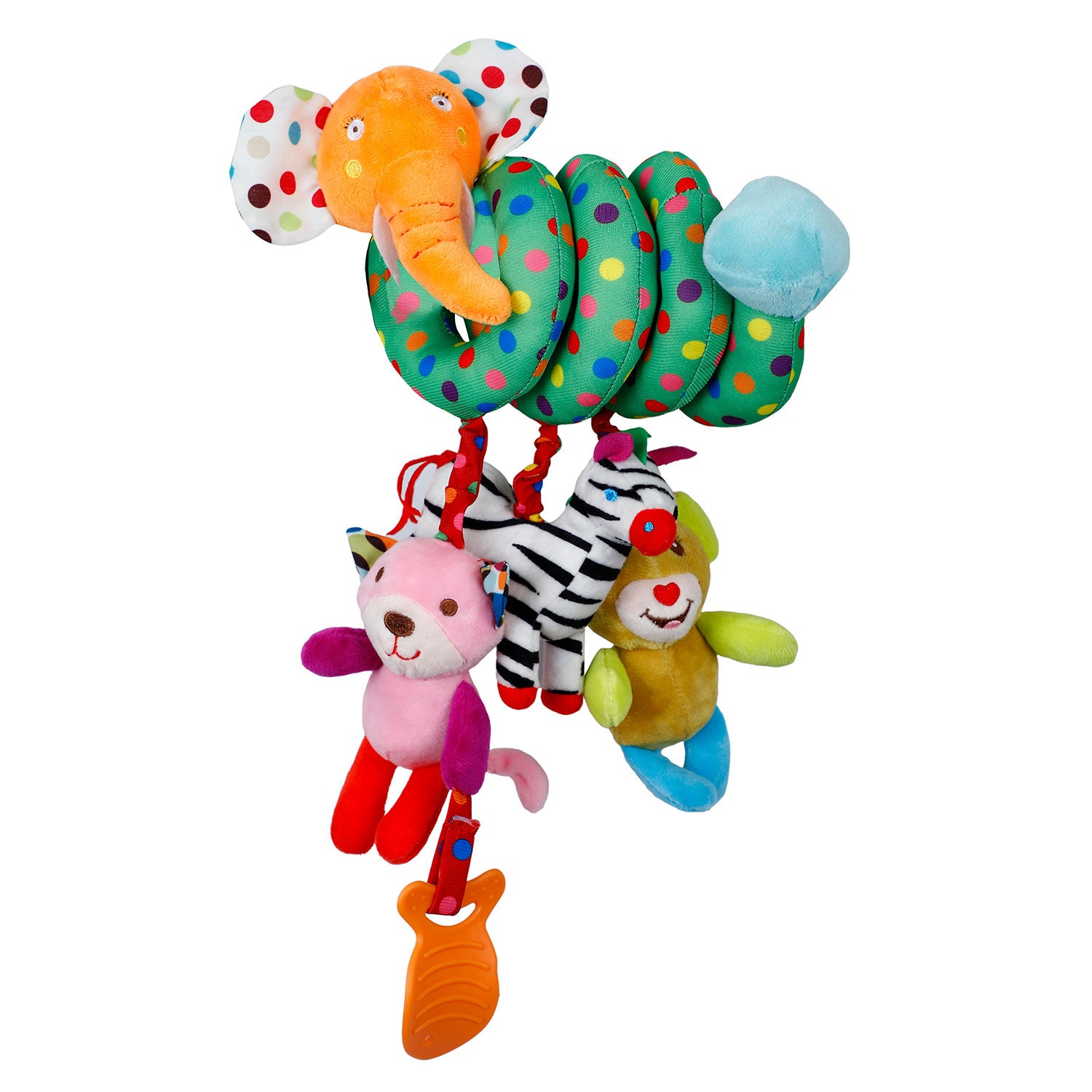 Baby Moo Jungle Safari Squeaker And Teething Musical Crib Spiral Toy - Green