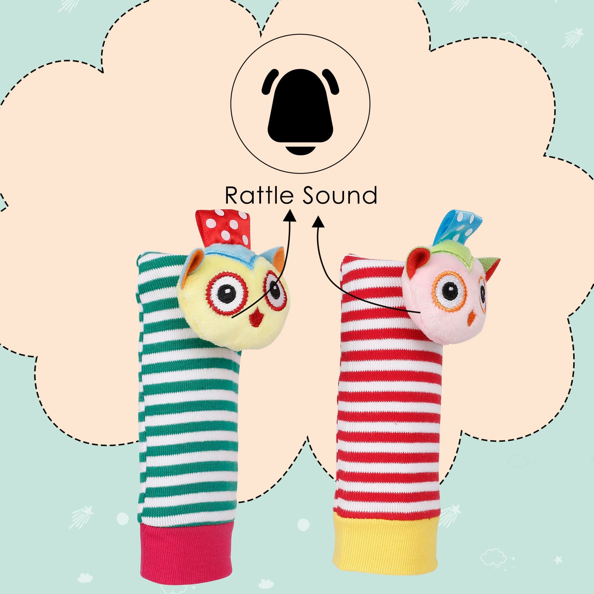 Owls In Love Multicolour Set of 2 Socks Rattle