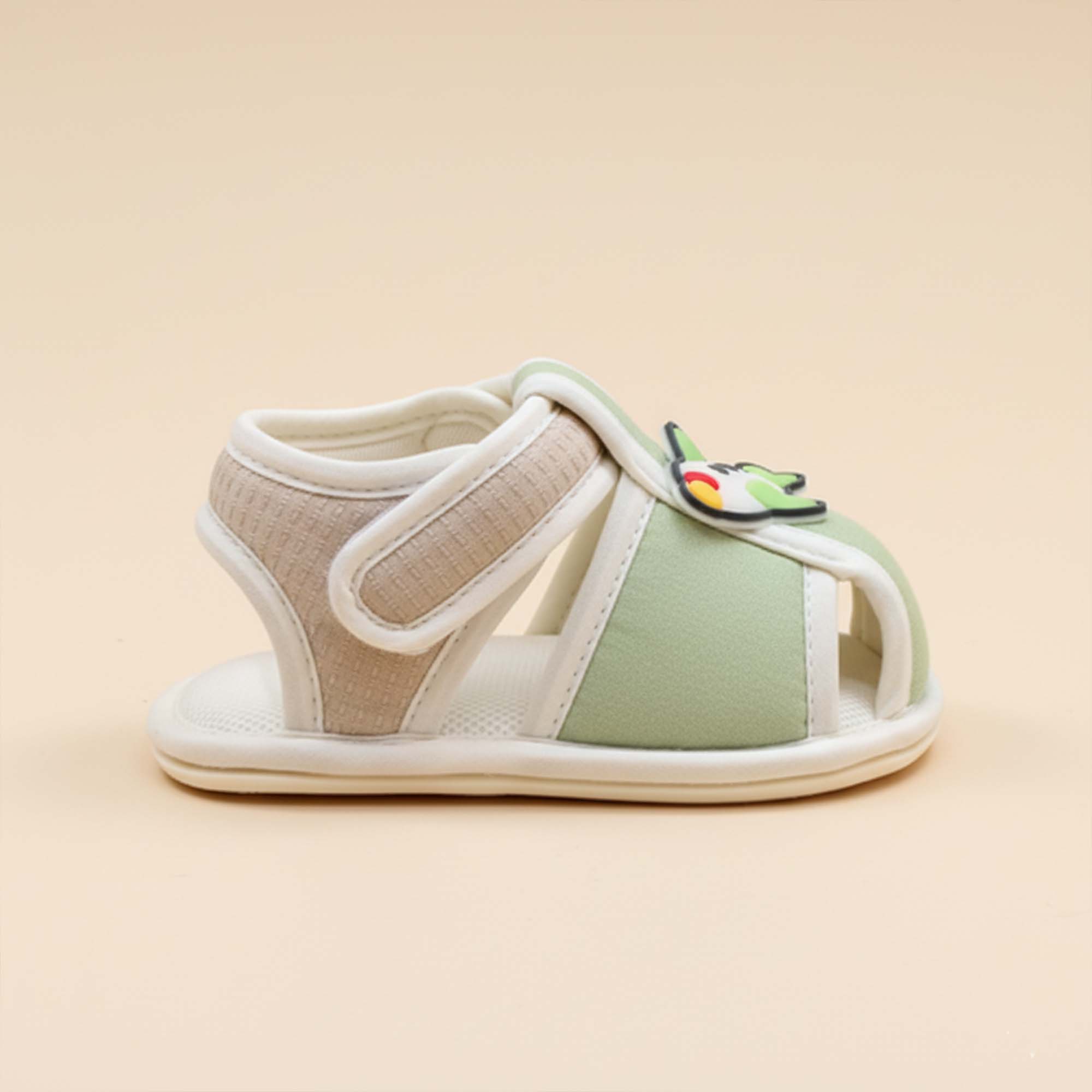 Baby Moo Aeroplane Velcro Strap Anti-Skid Closed Toe Sandal Booties-Green