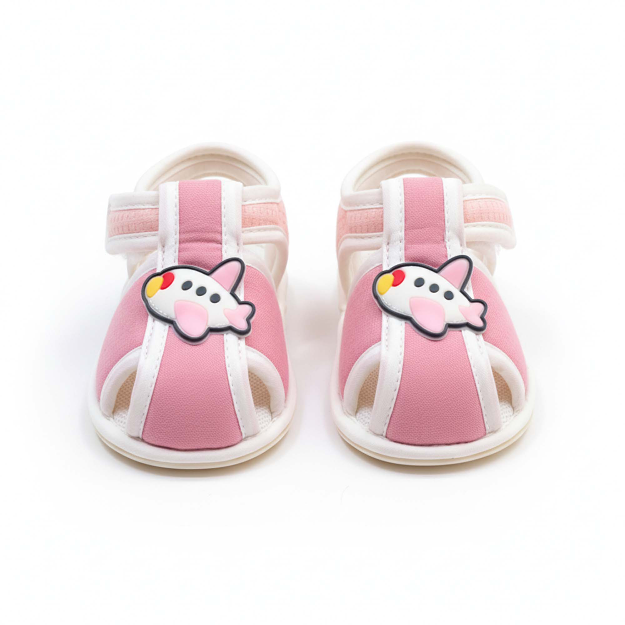 Baby Moo Aeroplane Velcro Strap Anti-Skid Closed Toe Sandal Booties-Pink