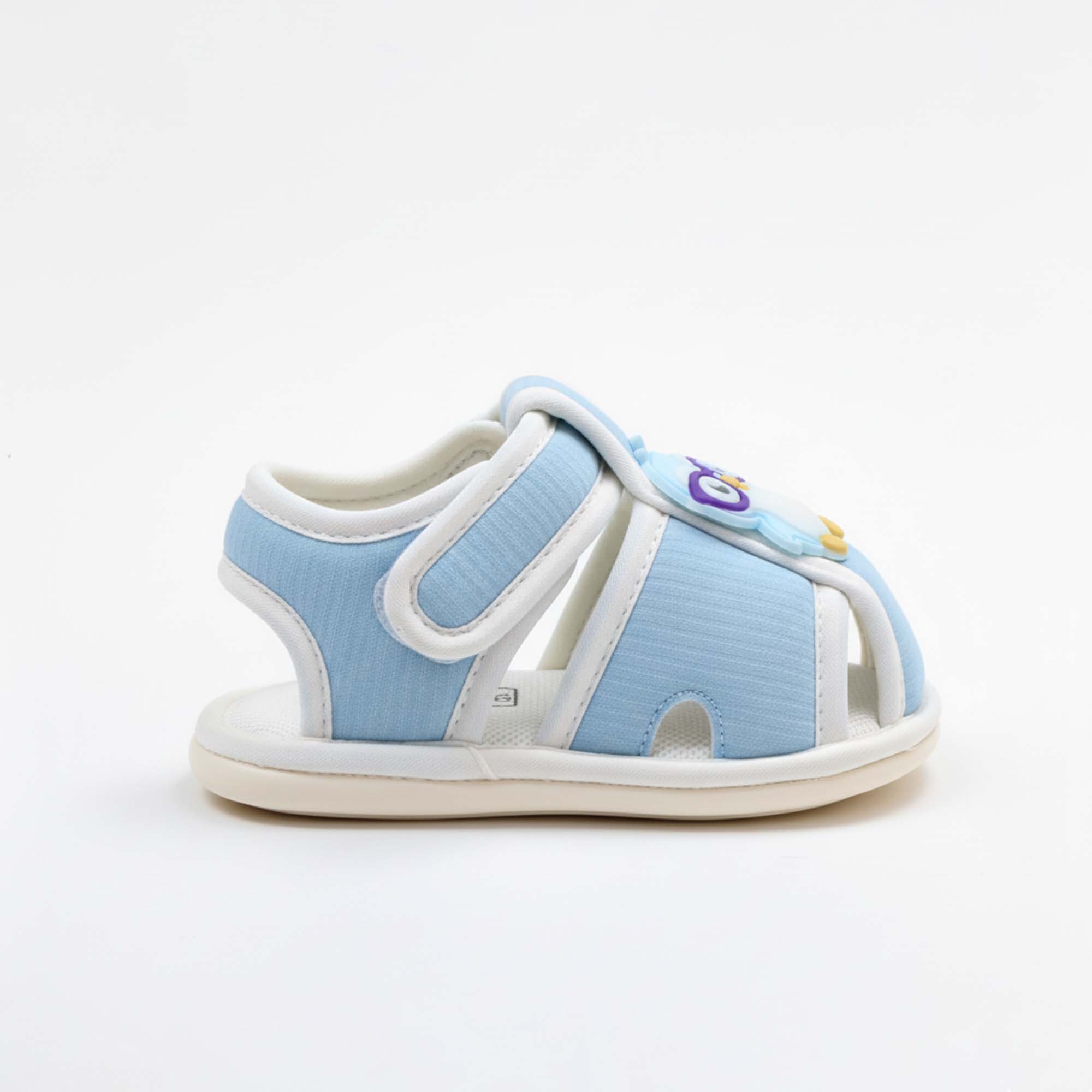 Baby Moo Chick with Glasses Velcro Strap Anti-Skid Closed Toe Sandal Booties-Blue