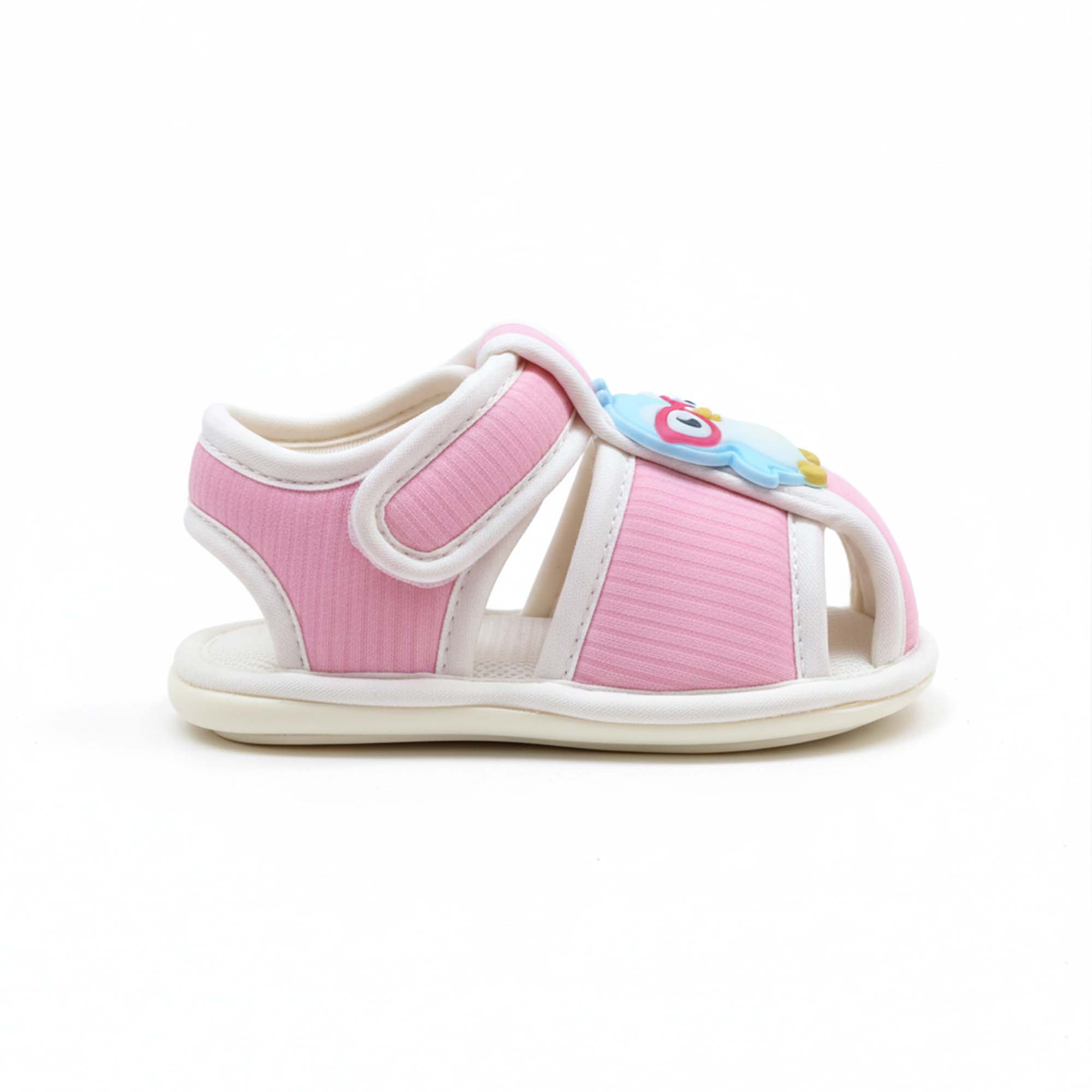 Baby Moo Chick with Glasses Velcro Strap Anti-Skid Closed Toe Sandal Booties-Pink