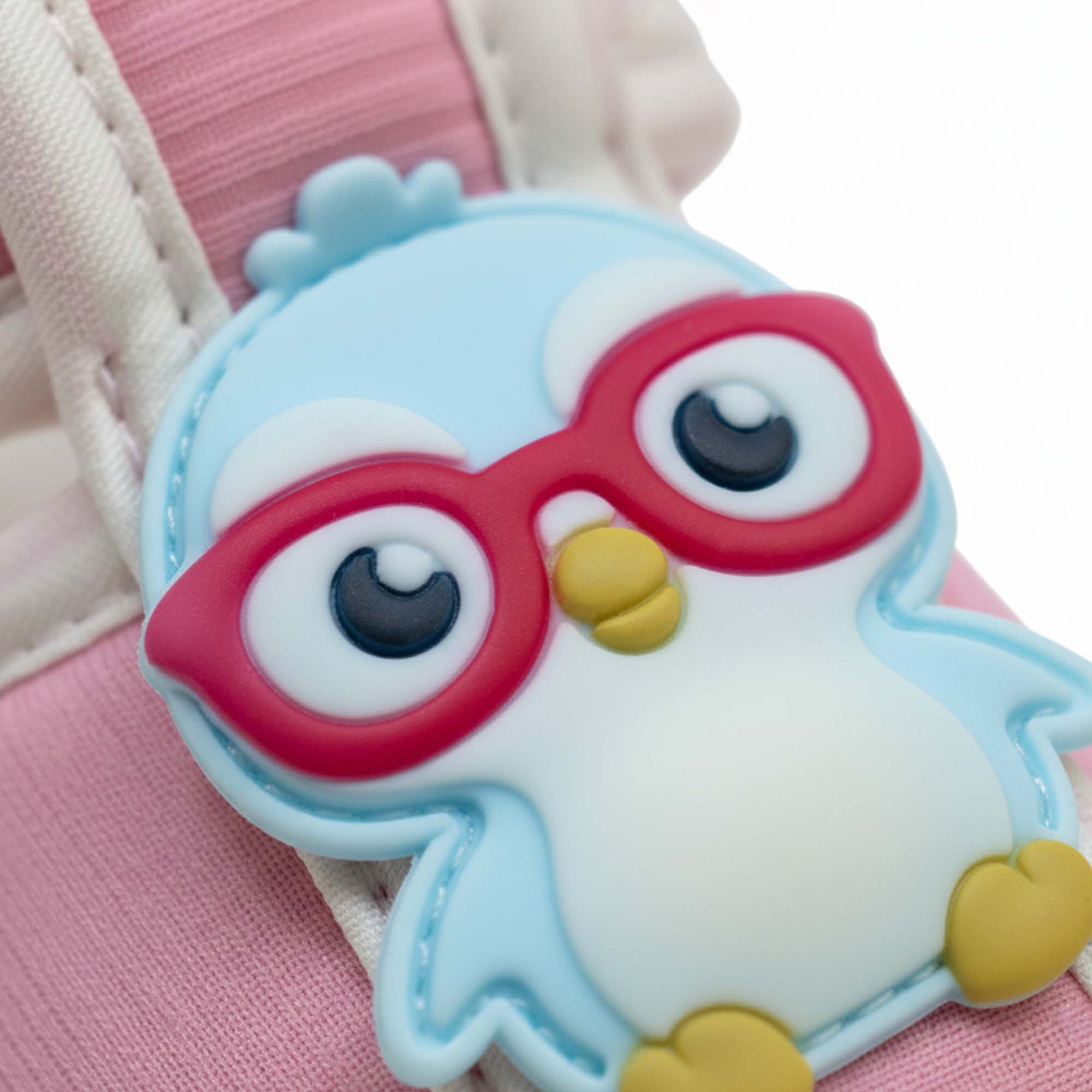 Baby Moo Chick with Glasses Velcro Strap Anti-Skid Closed Toe Sandal Booties-Pink