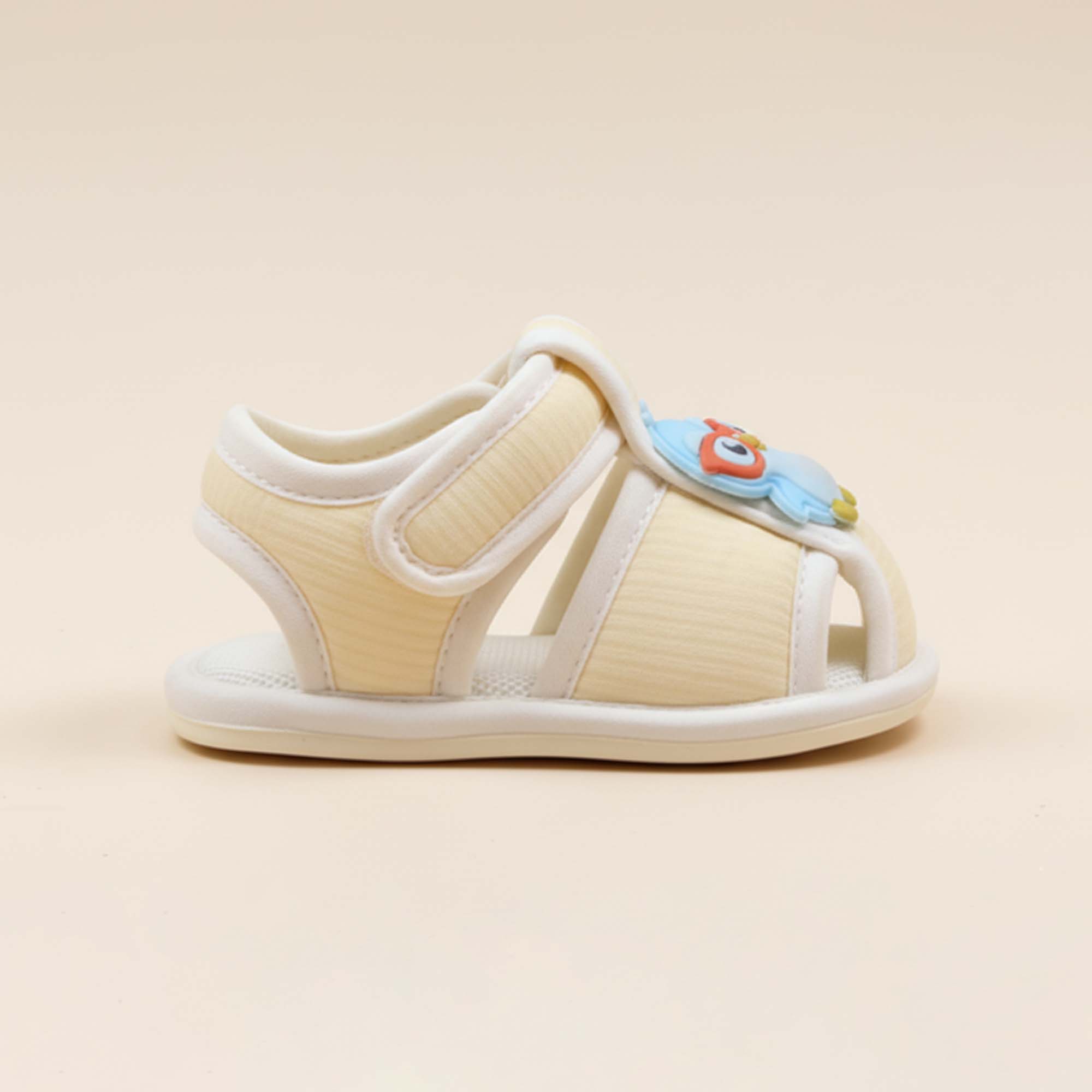 Baby Moo Chick with Glasses Velcro Strap Anti-Skid Closed Toe Sandal Booties-Yellow