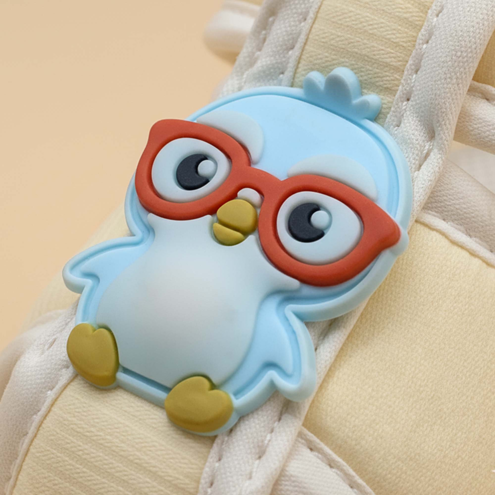 Baby Moo Chick with Glasses Velcro Strap Anti-Skid Closed Toe Sandal Booties-Yellow