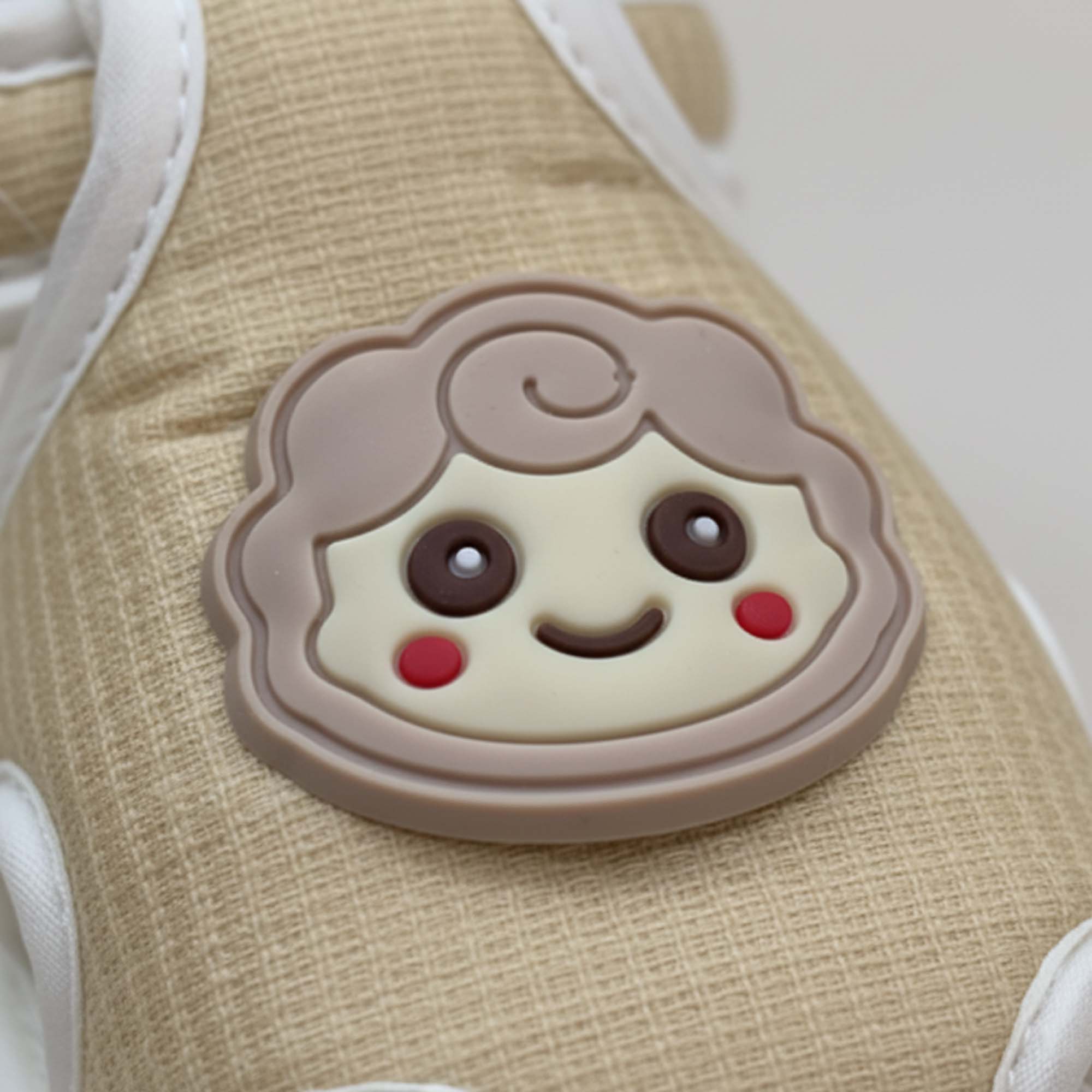 Baby Moo Lamb Velcro Strap Anti-Skid Closed Toe Sandal Booties-Beige