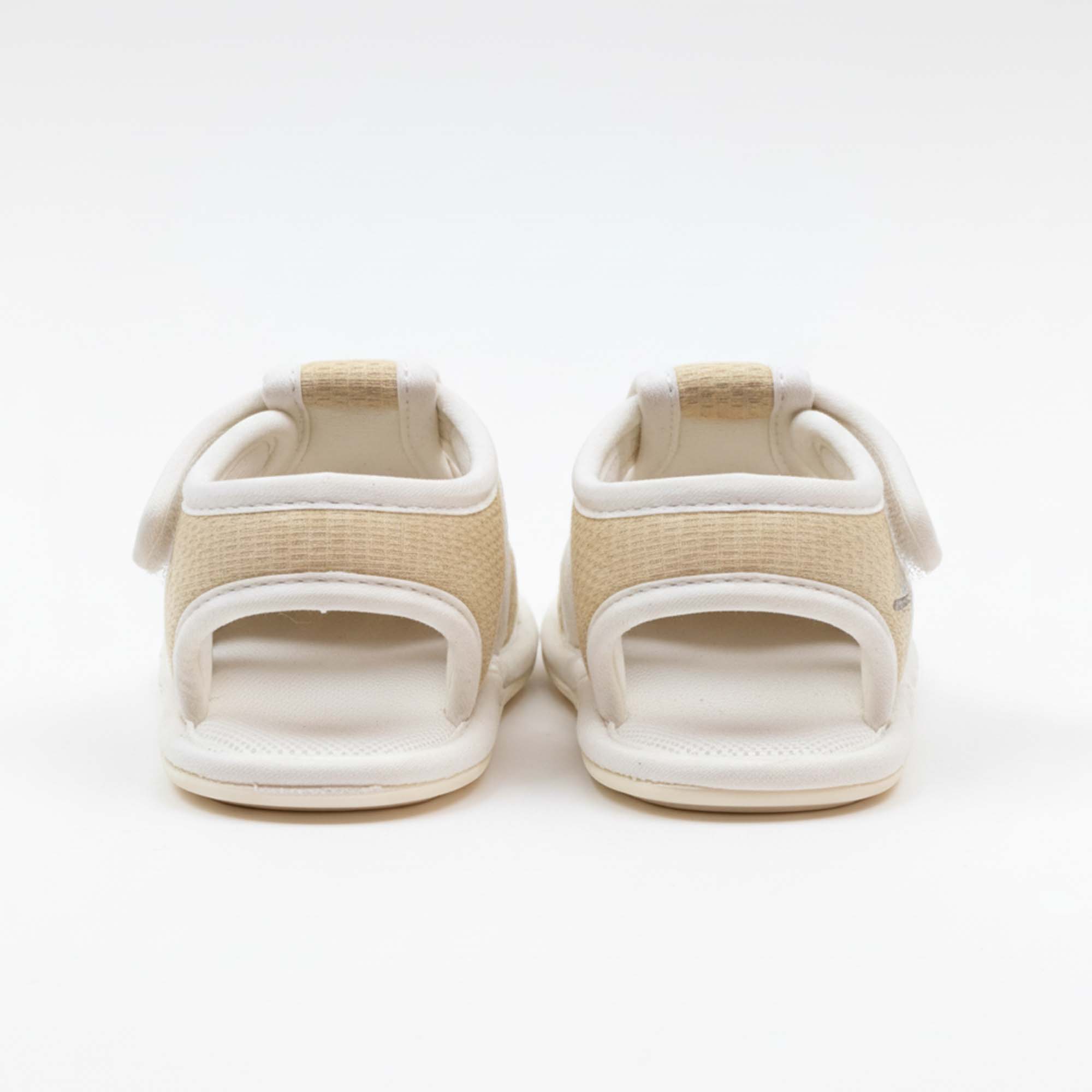 Baby Moo Lamb Velcro Strap Anti-Skid Closed Toe Sandal Booties-Beige