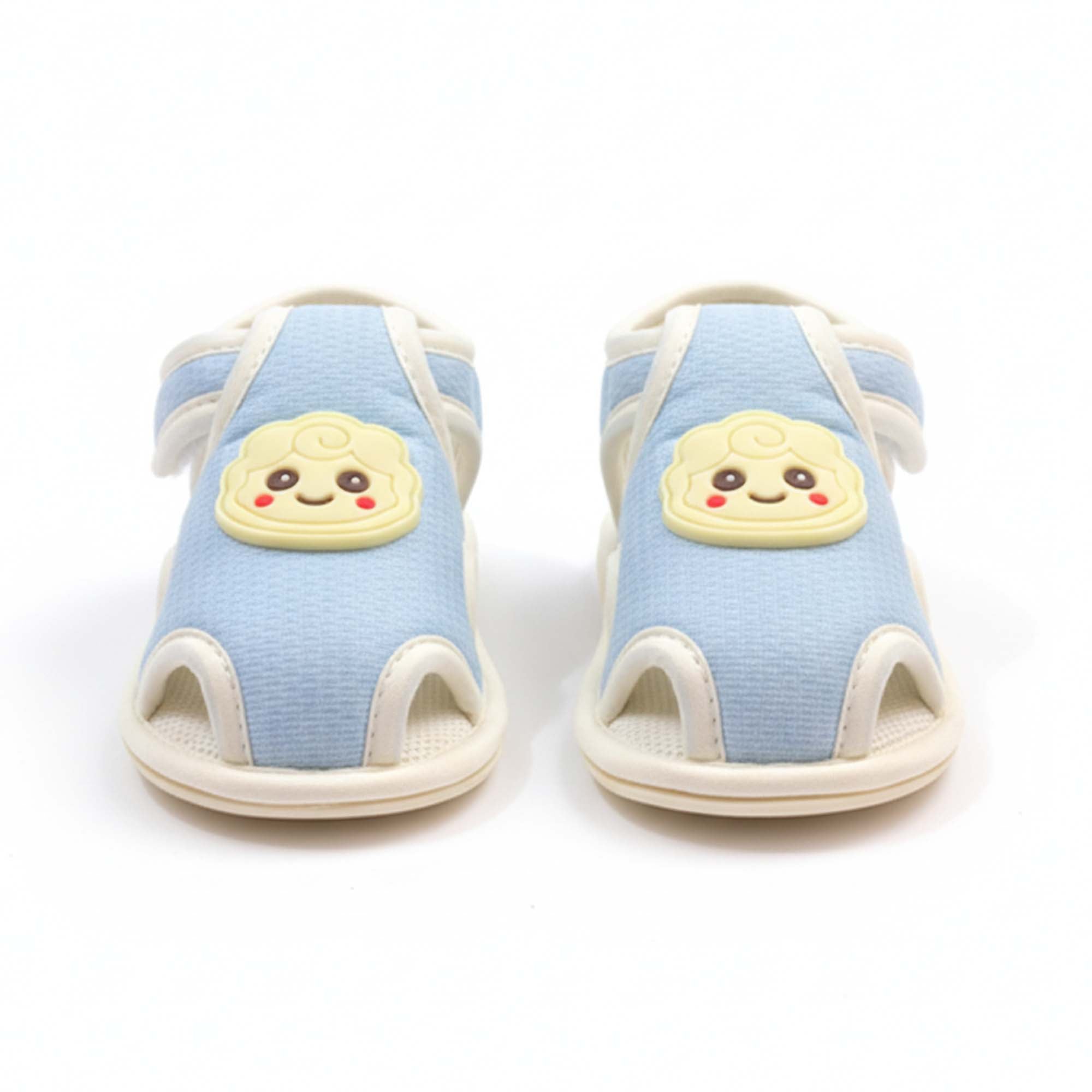 Baby Moo Lamb Velcro Strap Anti-Skid Closed Toe Sandal Booties-Blue