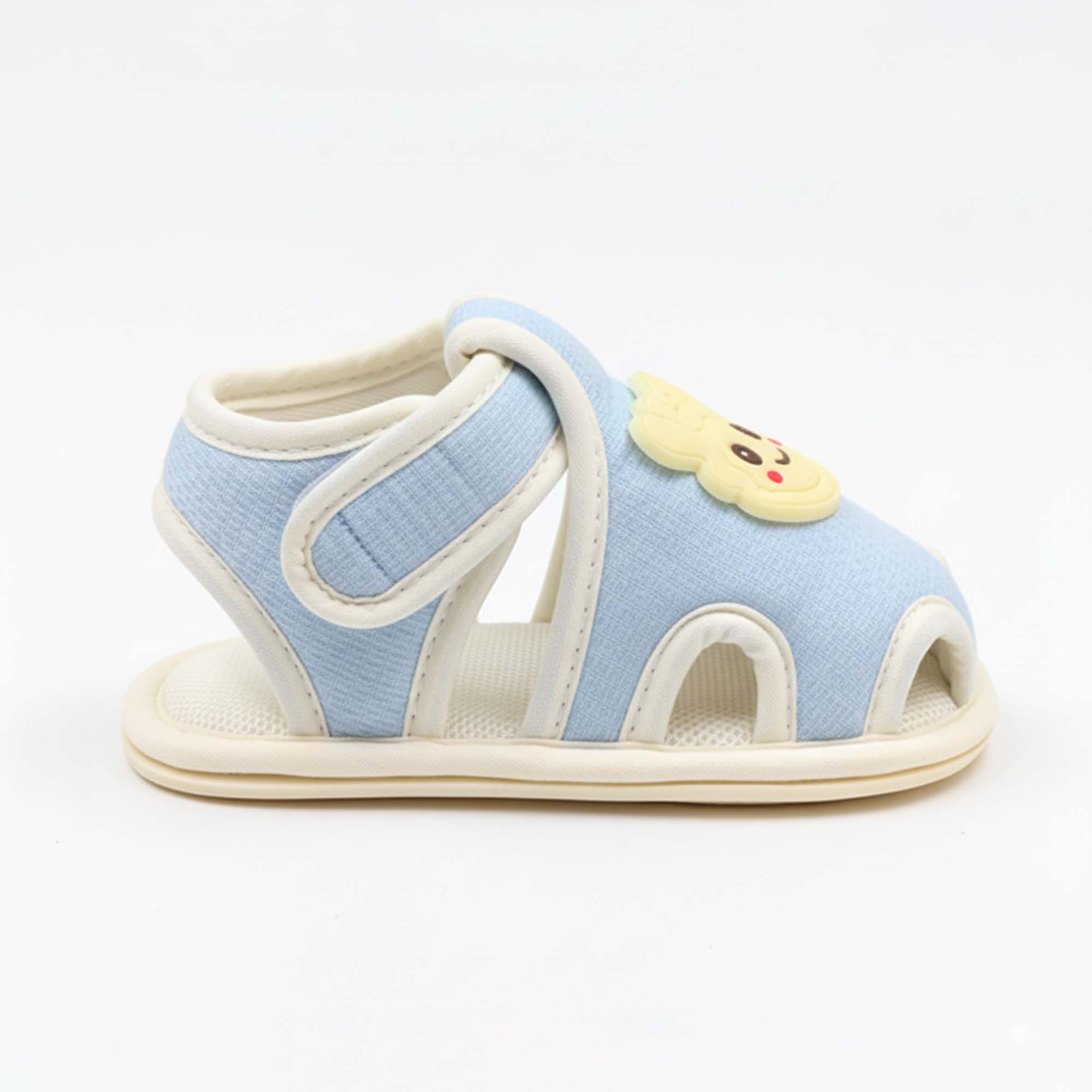 Baby Moo Lamb Velcro Strap Anti-Skid Closed Toe Sandal Booties-Blue
