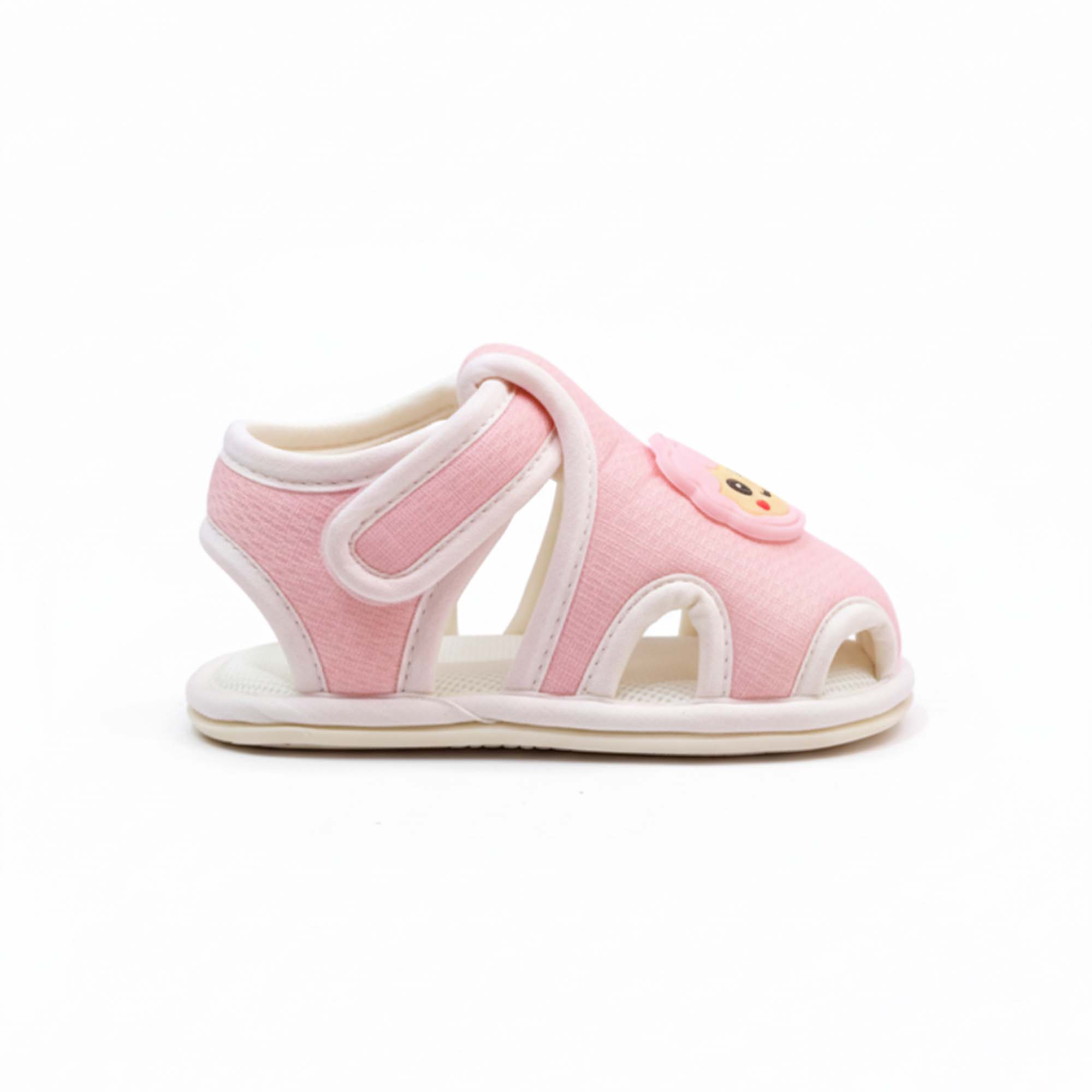 Baby Moo Lamb Velcro Strap Anti-Skid Closed Toe Sandal Booties-Pink