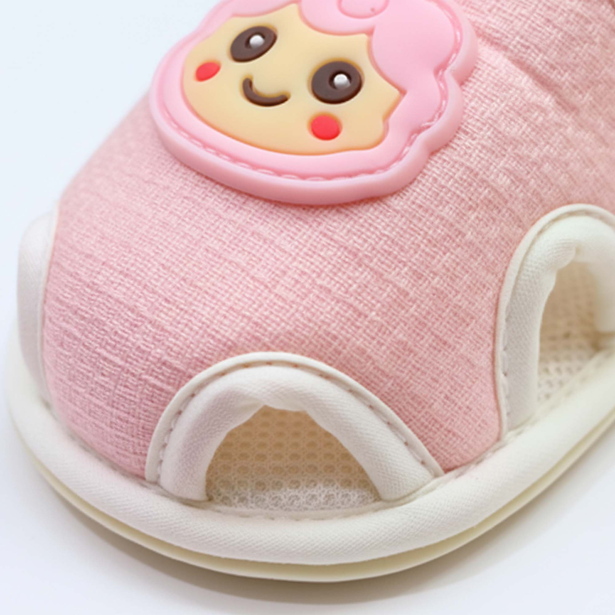 Baby Moo Lamb Velcro Strap Anti-Skid Closed Toe Sandal Booties-Pink
