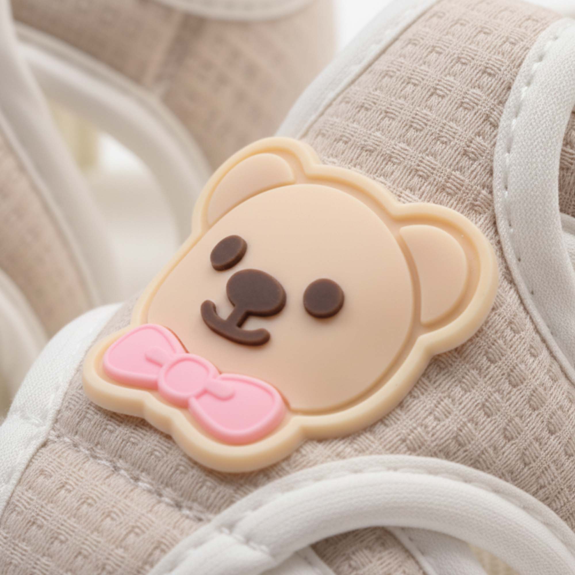 Baby Moo Teddy Velcro Strap Anti-Skid Closed Toe Sandal Booties-Beige