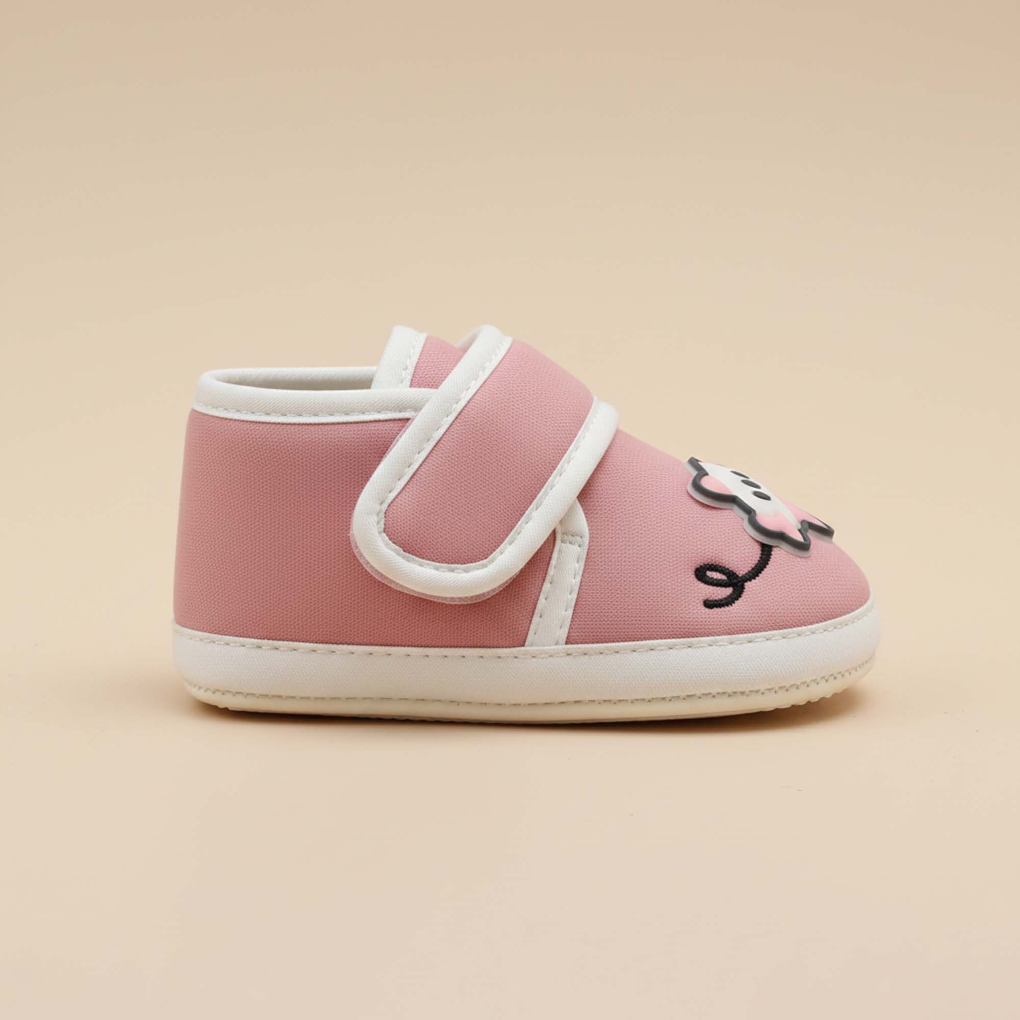 Baby Moo Aeroplane Velcro Strap Anti-Skid Sneakers Booties-Pink