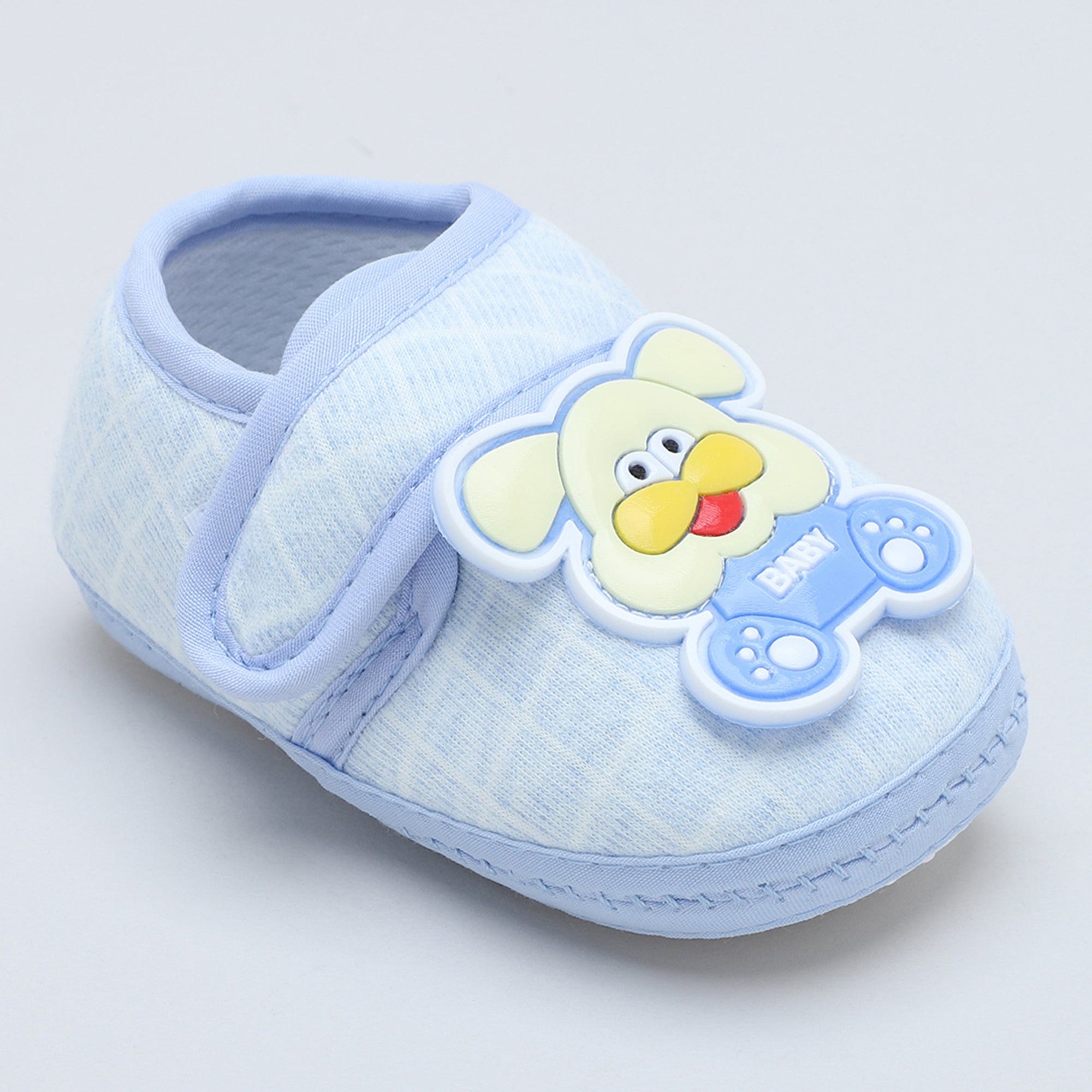 Baby Moo Dog Velcro Strap Anti-Skid Fabric Sneaker Booties - Blue