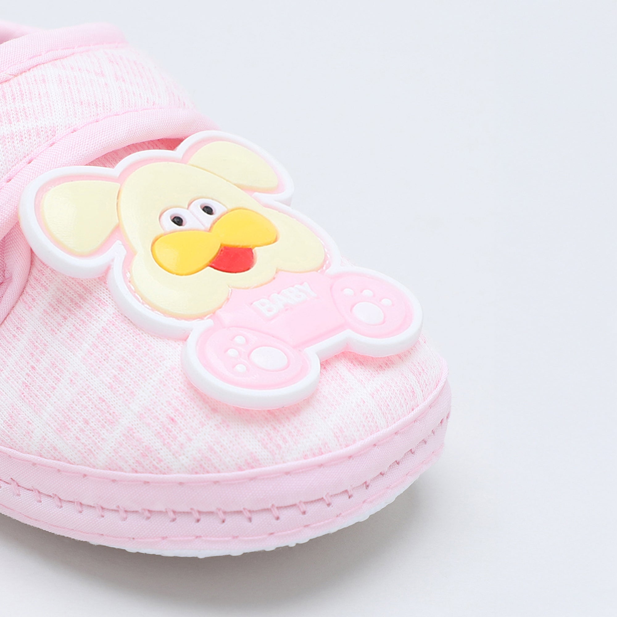 Baby Moo Dog Velcro Strap Anti-Skid Fabric Sneaker Booties - Pink