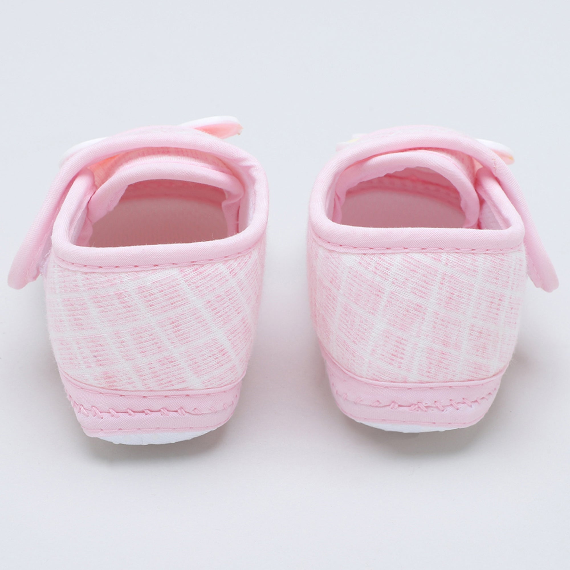 Baby Moo Dog Velcro Strap Anti-Skid Fabric Sneaker Booties - Pink