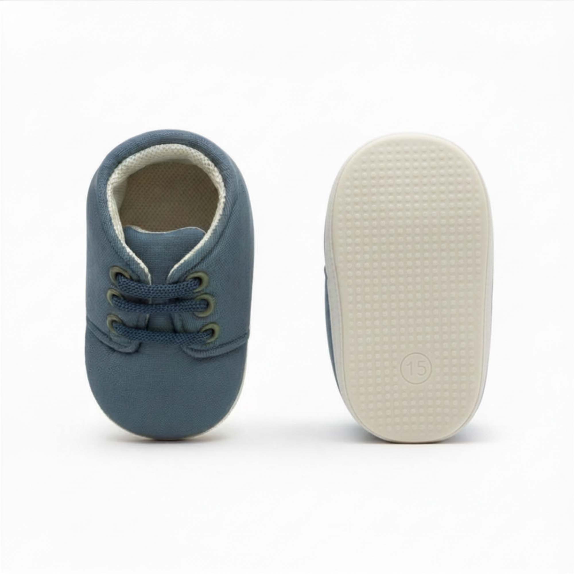 Baby Moo Stylish Lace-Up Comfy Velcro Sneakers Booties-Blue